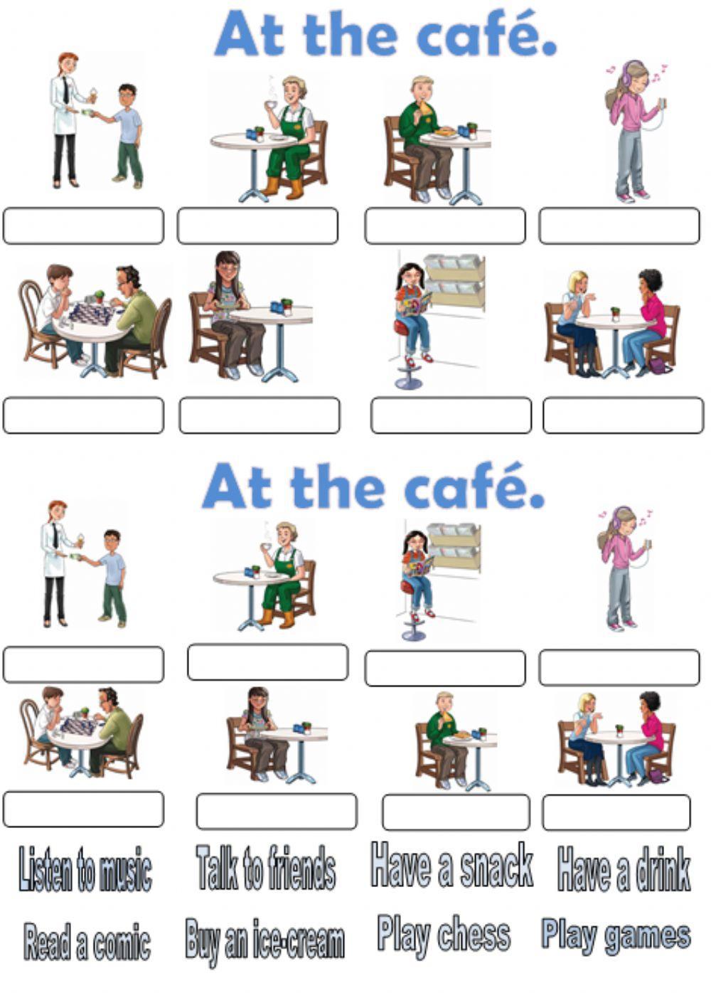At the café. Drag and drop At the café. Drag and drop