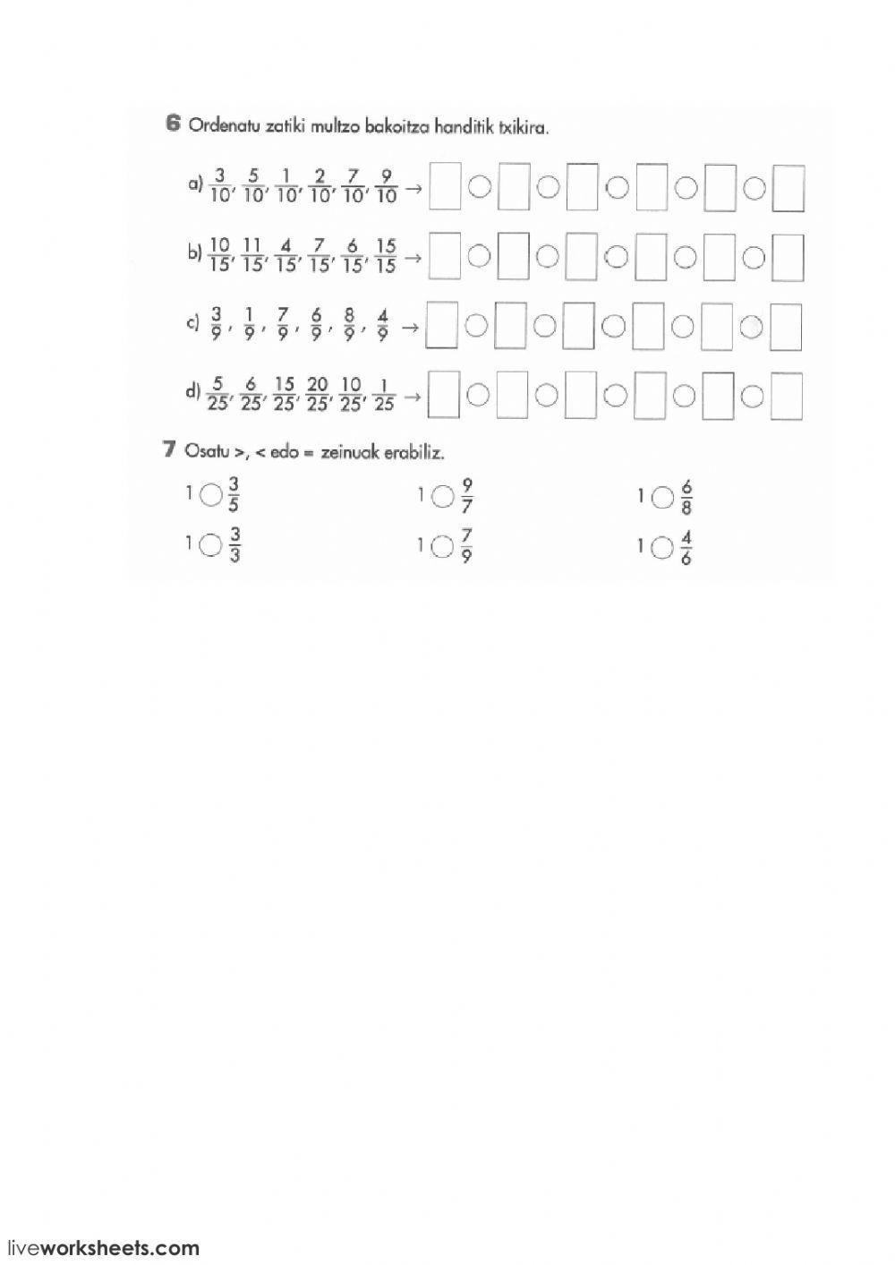 Zatikiak  konparatuz