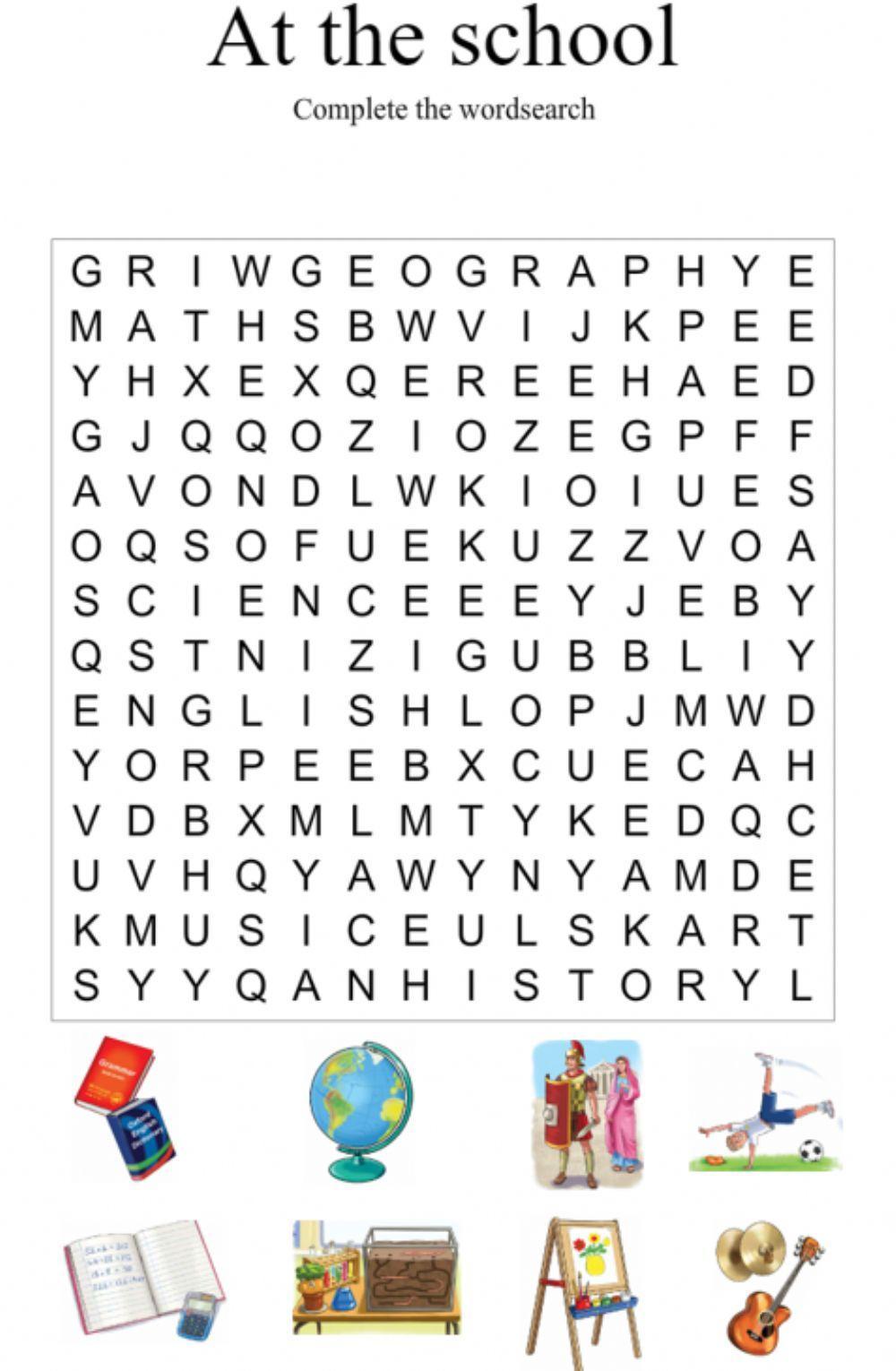 At the school. Wordsearch