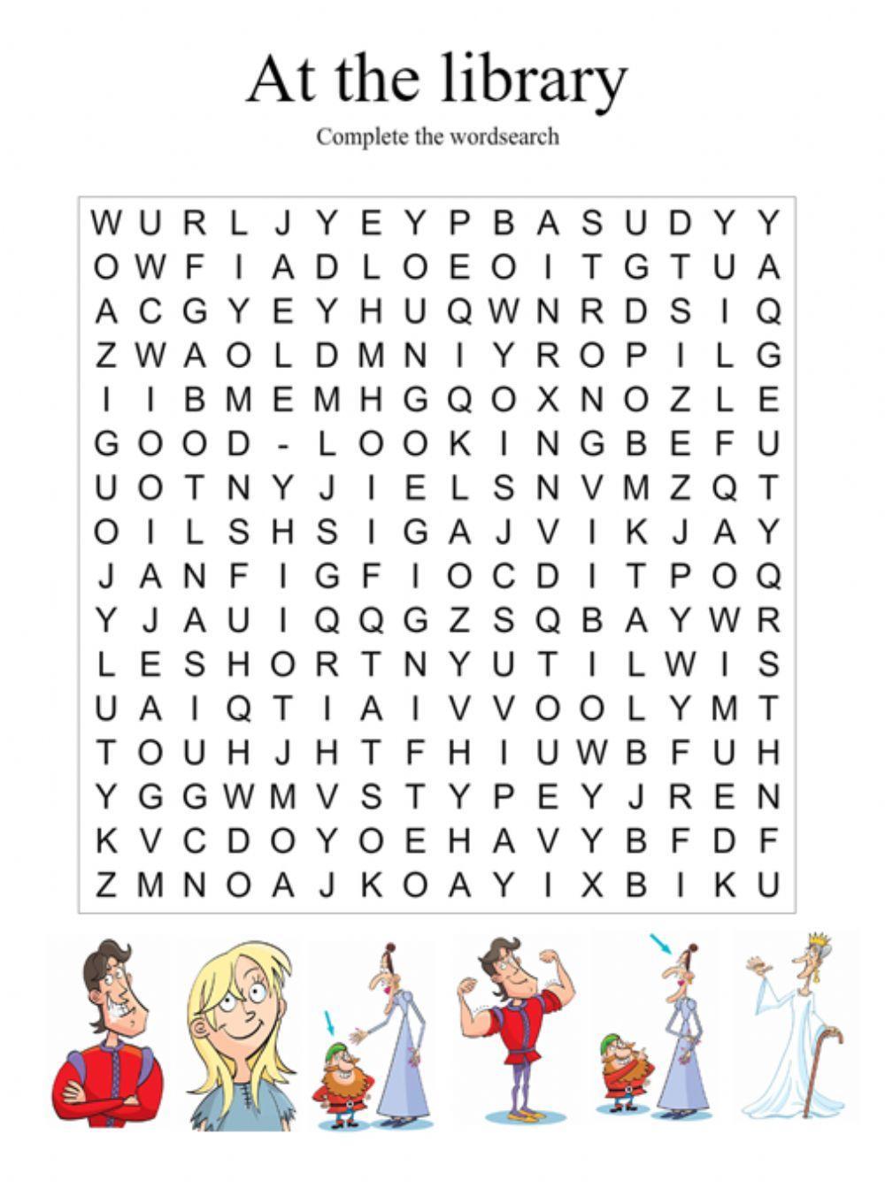 At the library. wordsearch