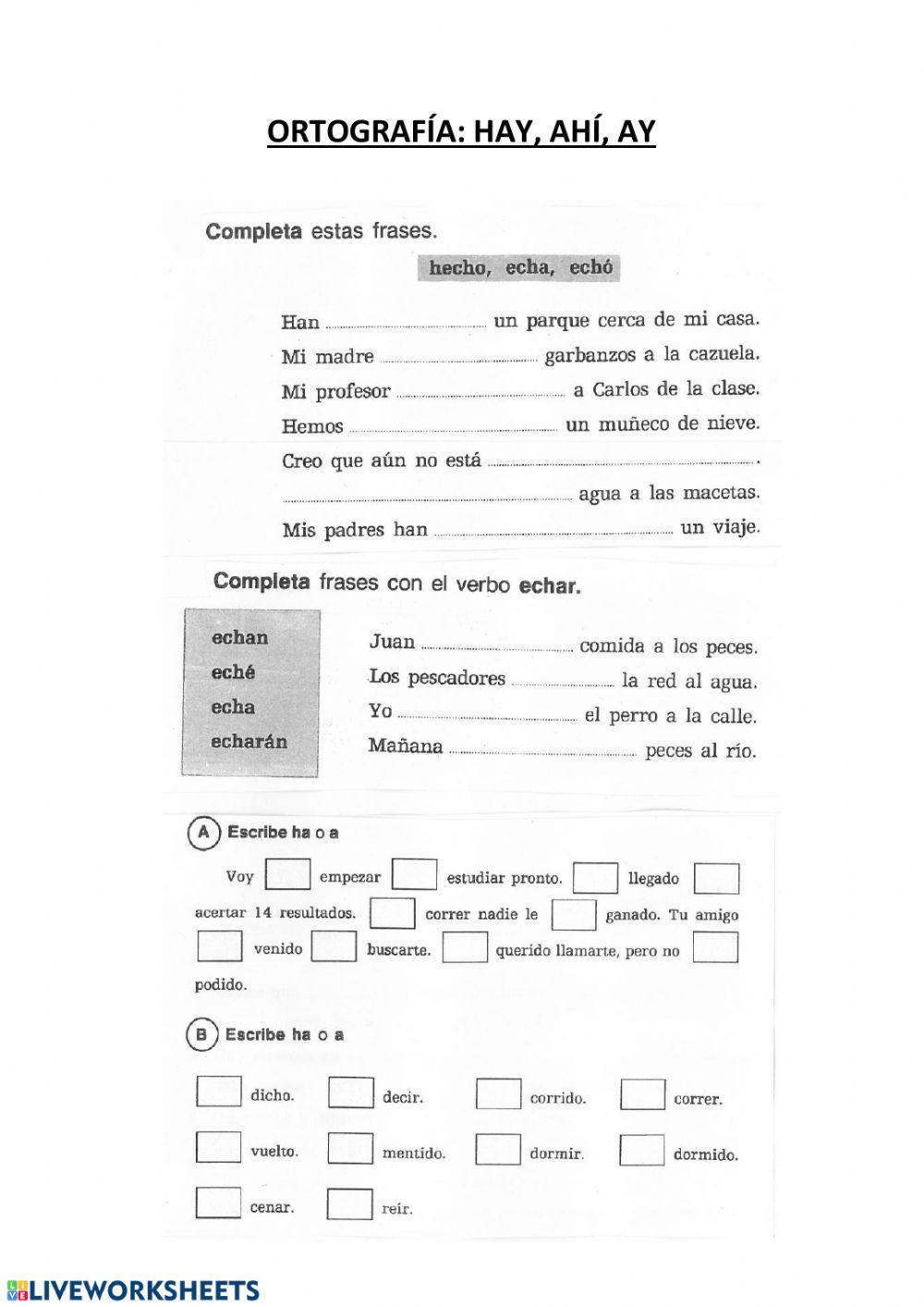 Ortografía: hay, ay, ahí