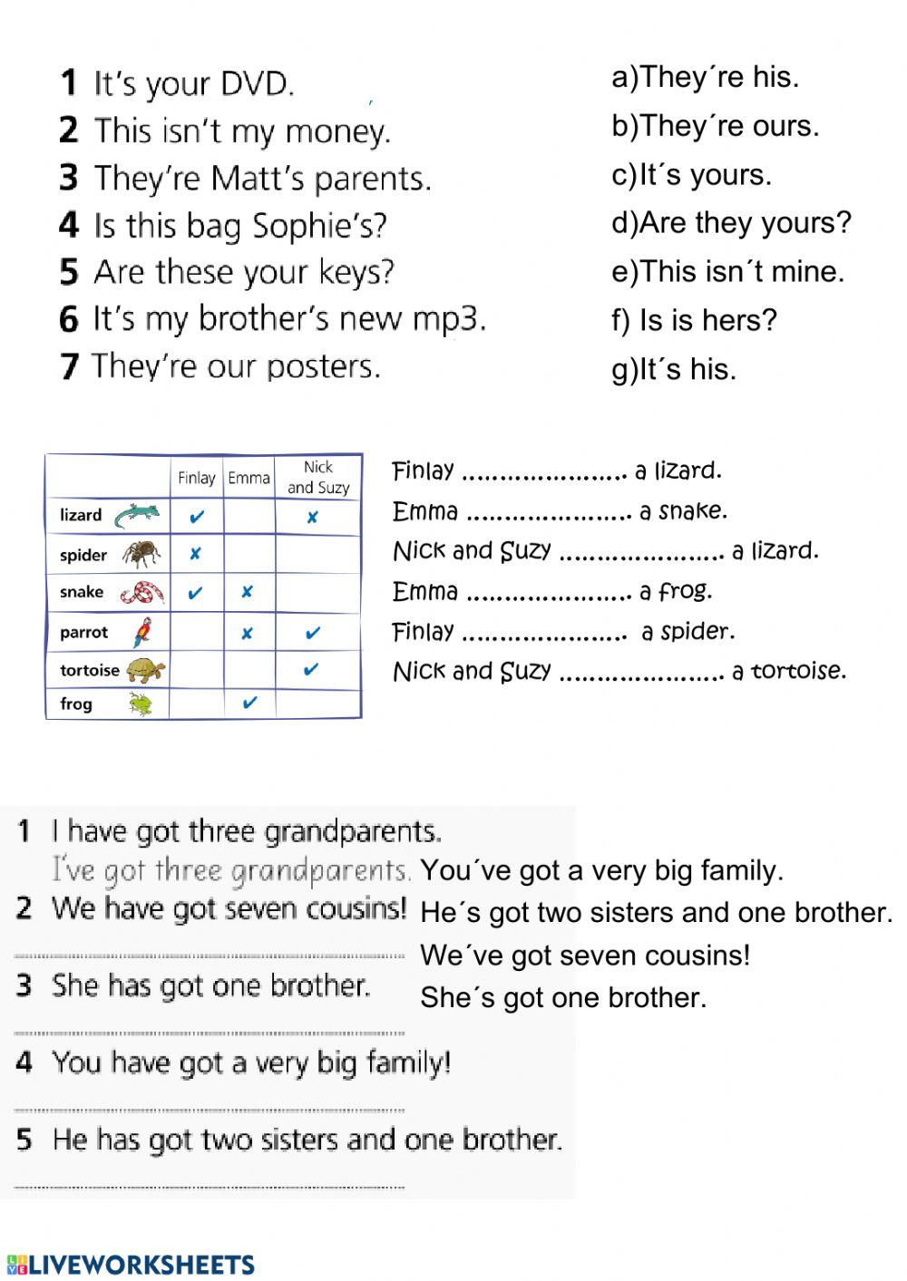 Have got and possessives