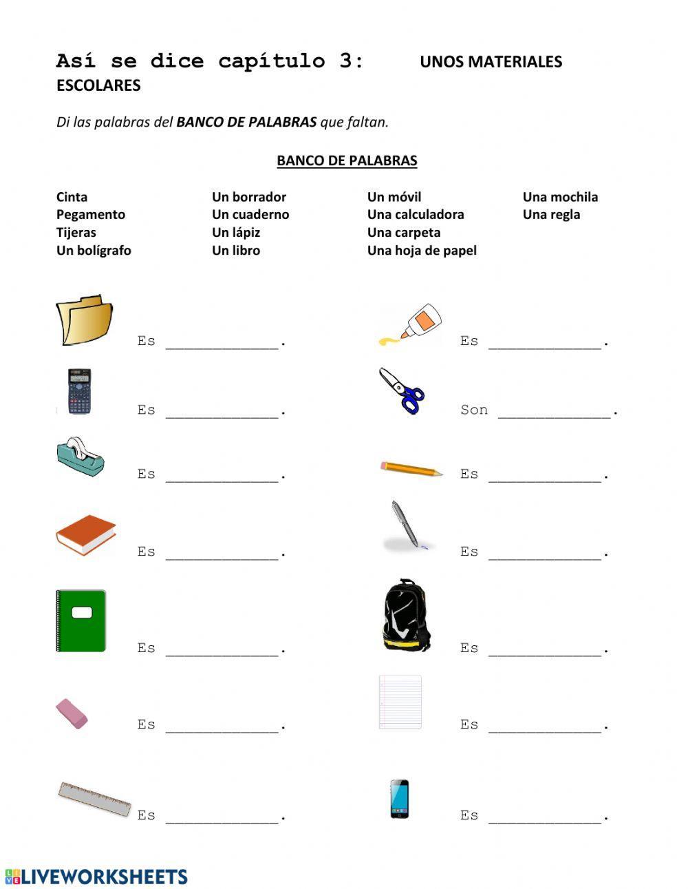 Unos materiales escolares