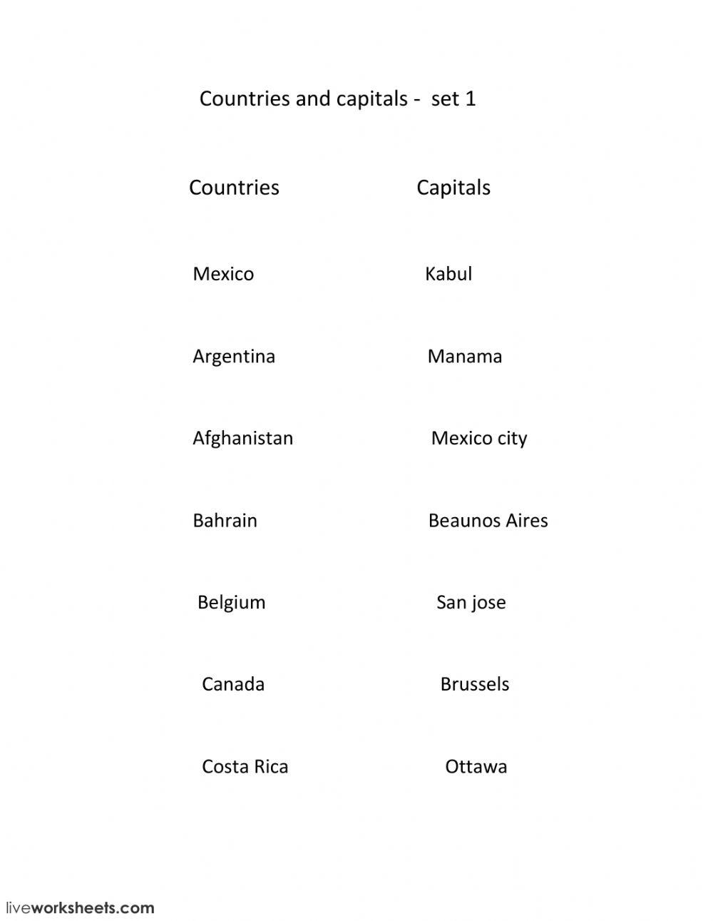 Countries and capitals -2