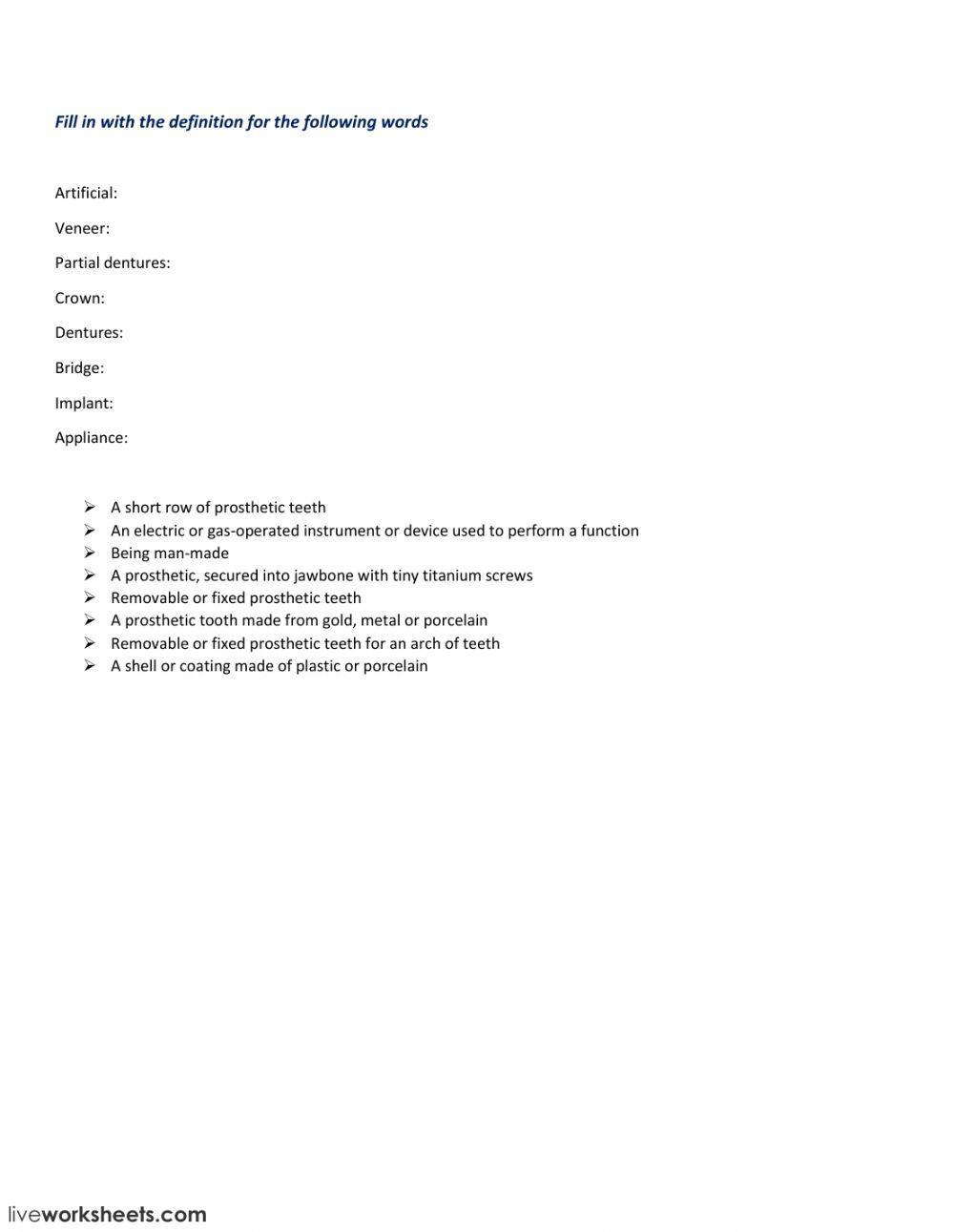 Dental prosthetics (speaking)