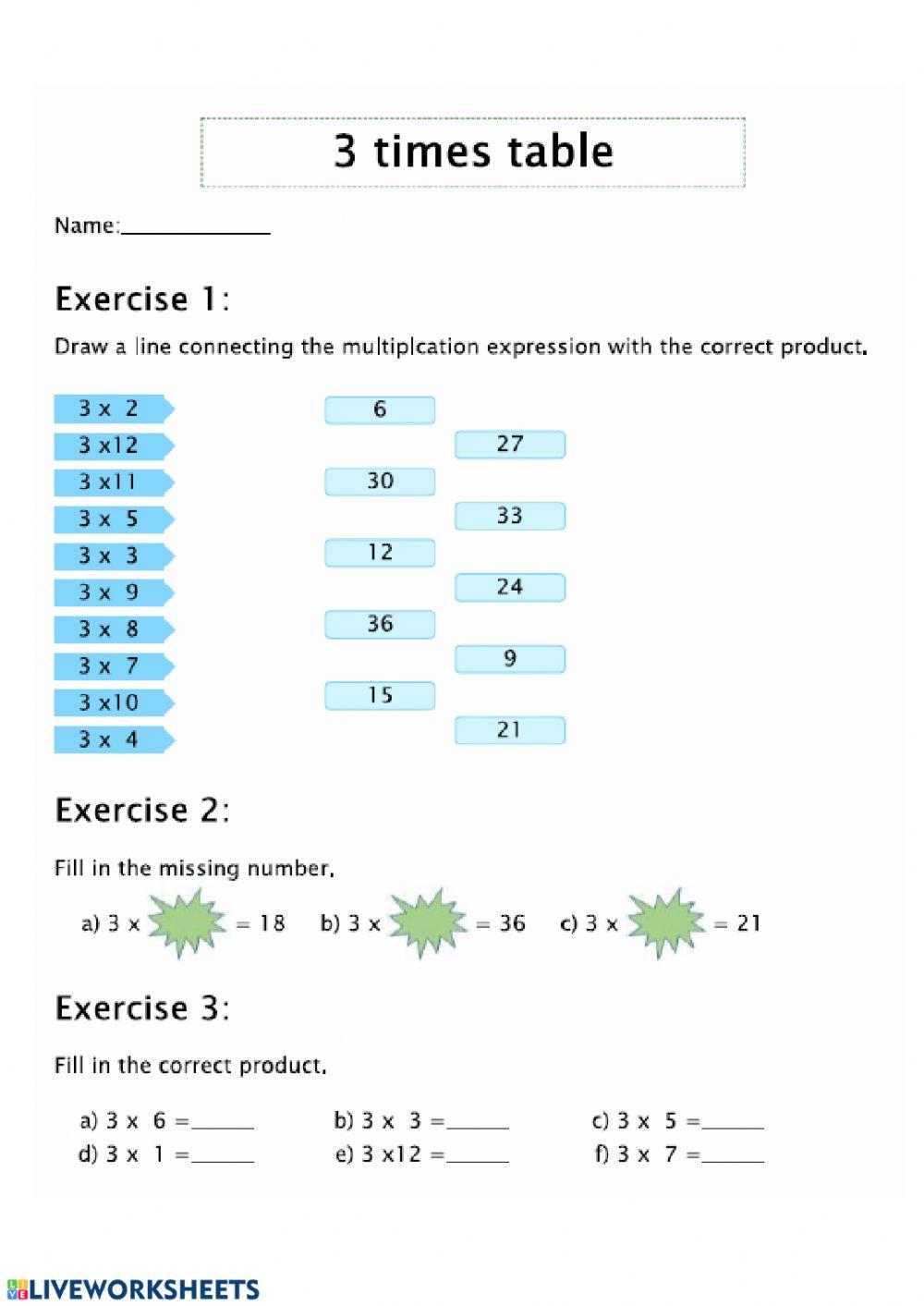 3 Multiplication Practice