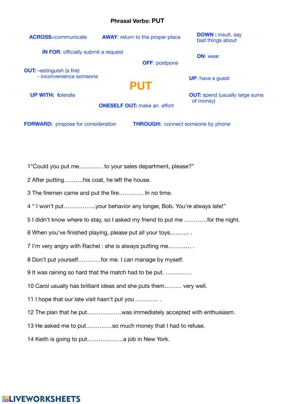 Phrasal Verbs: PUT