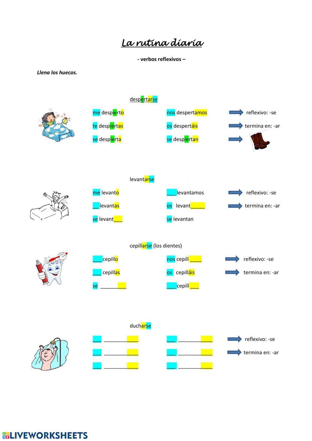 La rutina diaria - verbos reflexivos