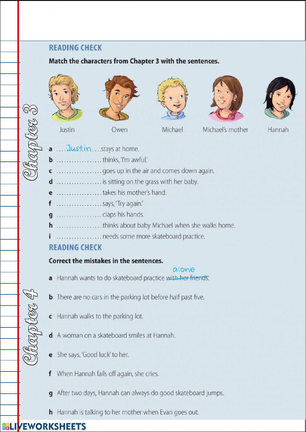 Reading comprehension -The skateboarder-