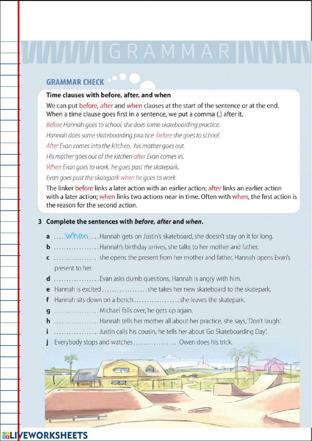 Reading comprehension -The skateboarder-