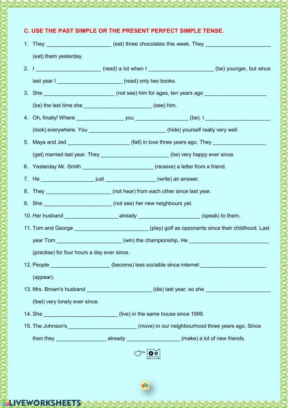 Future simple упражнения с ответами. For since Worksheets