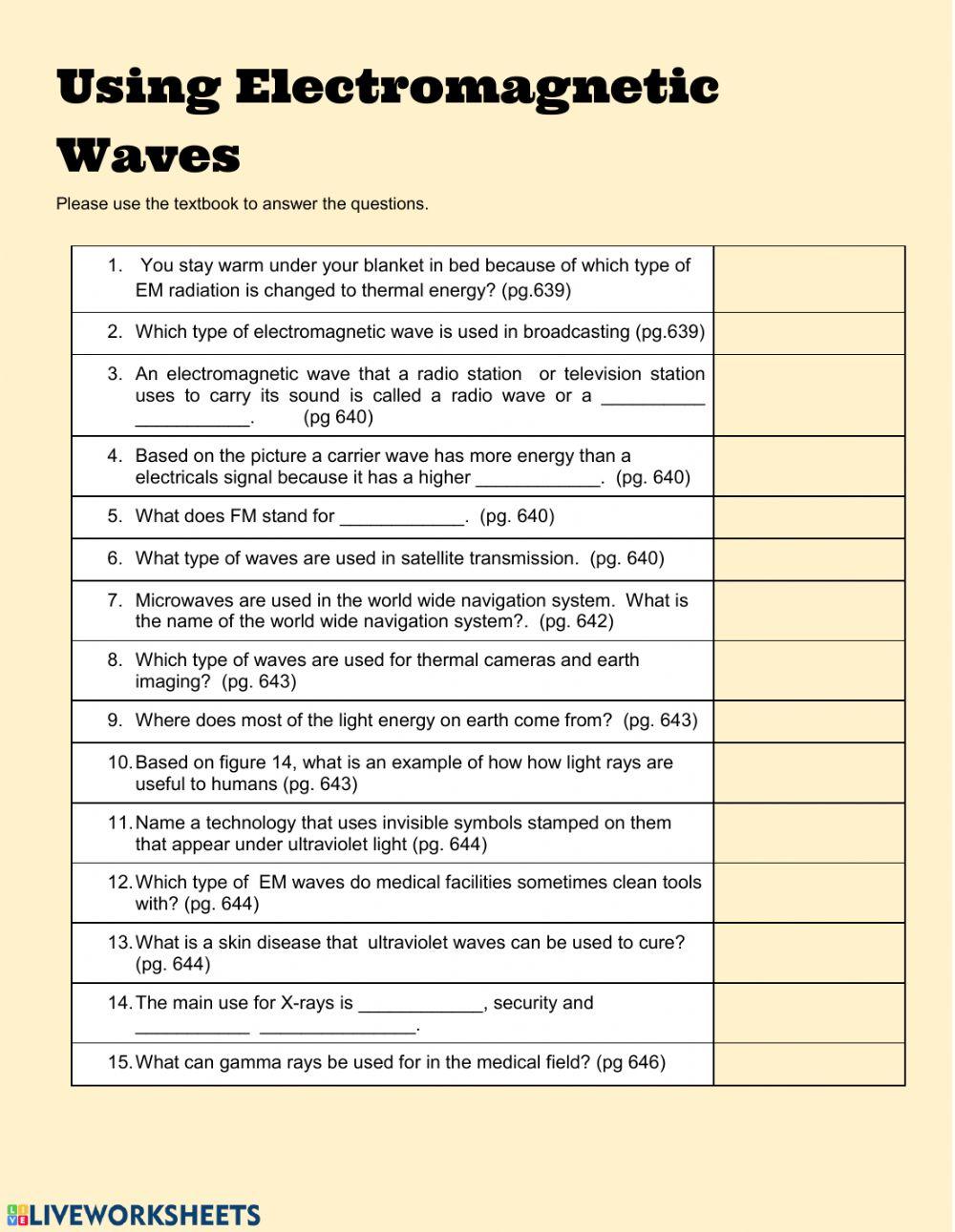 Using Electromagnetic Waves pg 638-646 (Glencoe)