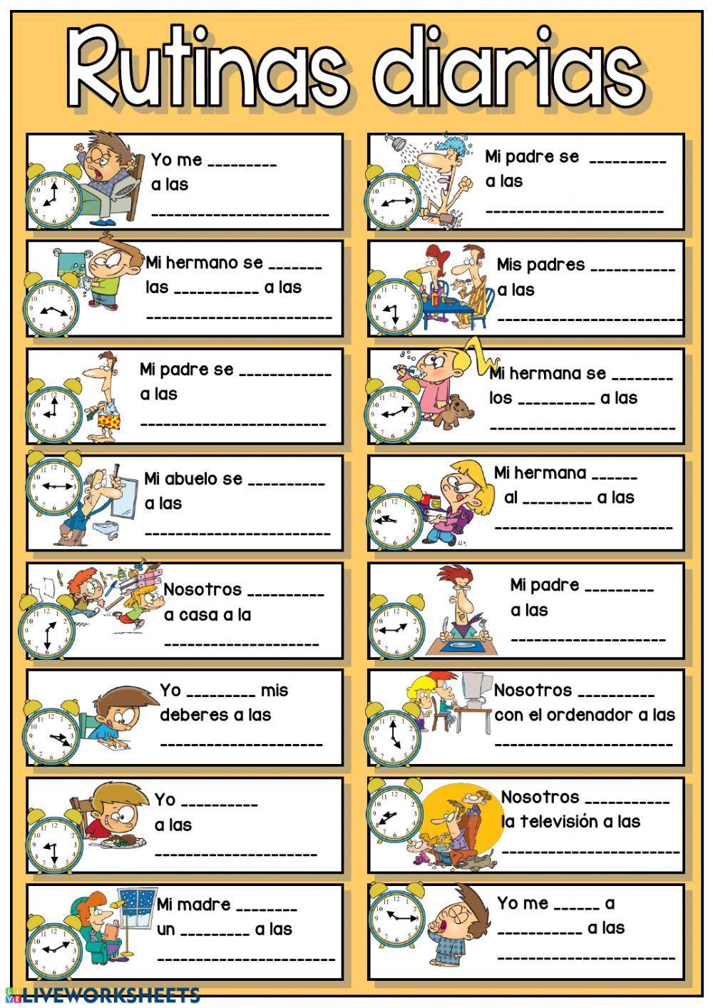 Rutinas diarias + las horas