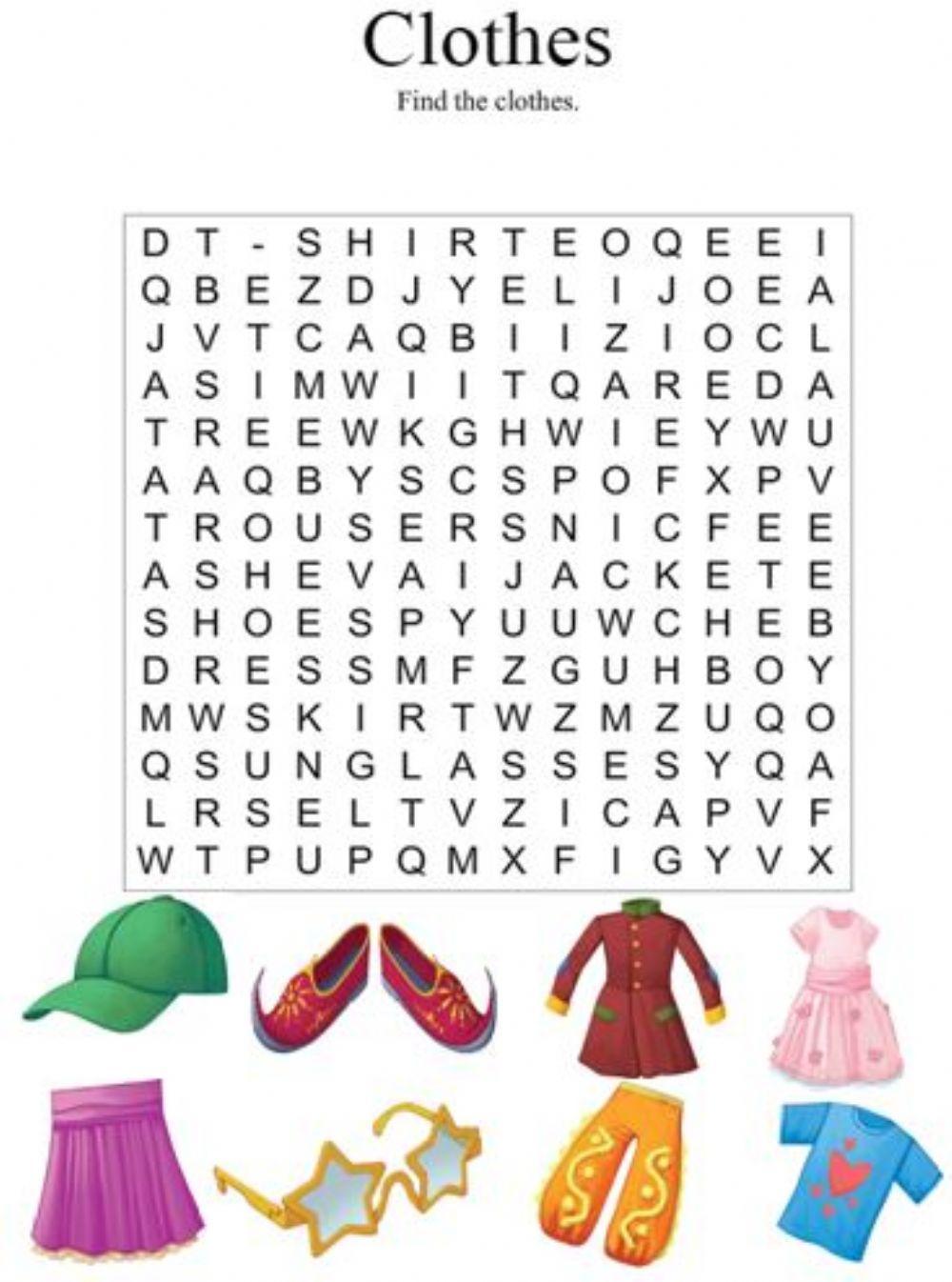 Clothes. Wordsearch