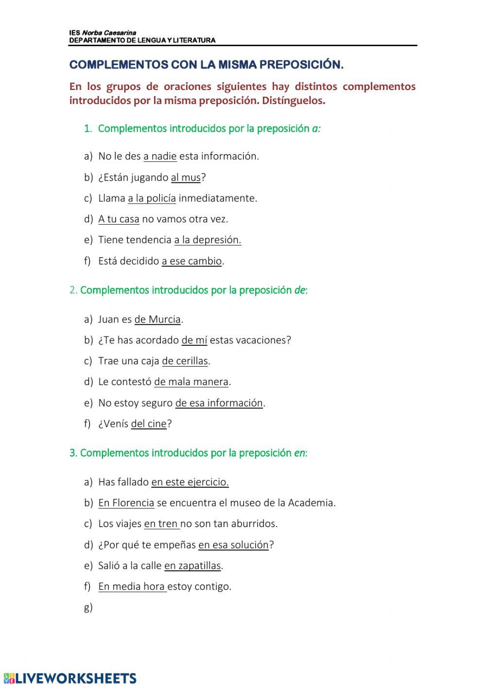 Complementos con la misma preposición
