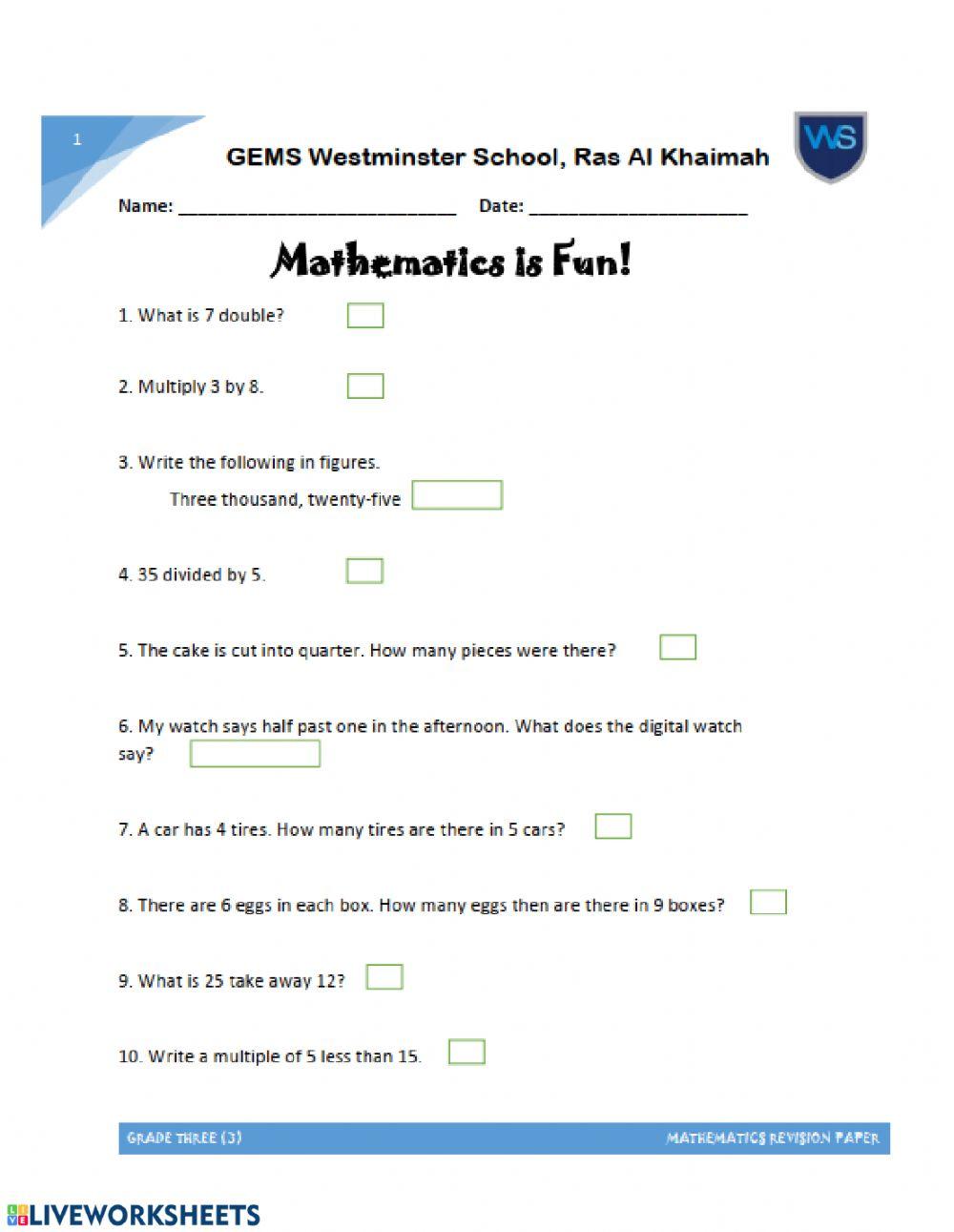 Maths Assessment Practice