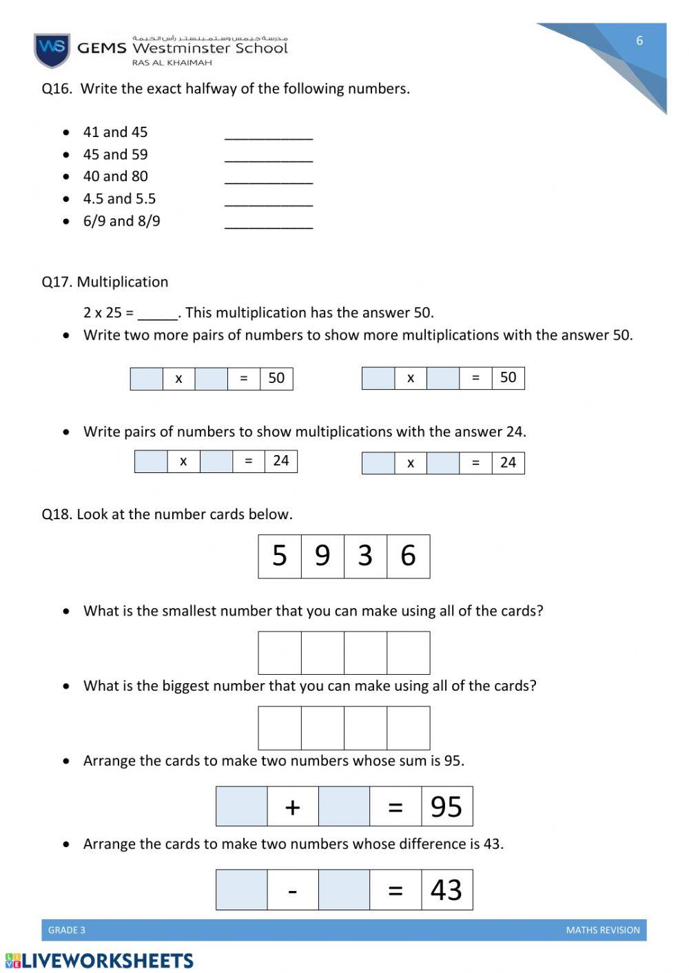 Maths Assessment Practice 2