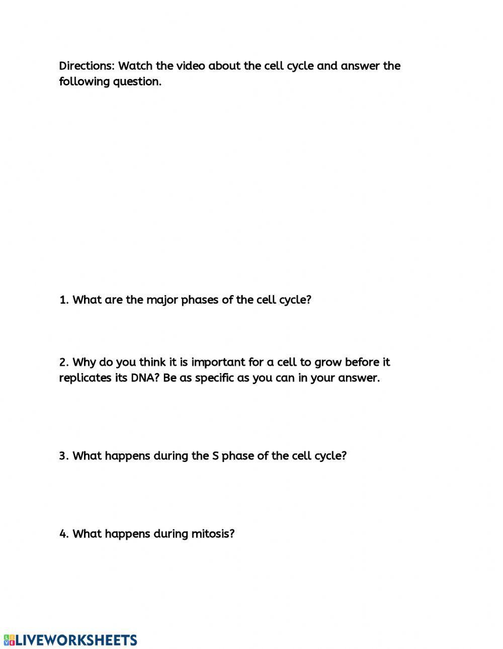 Cell Cycle -Friday Assignment