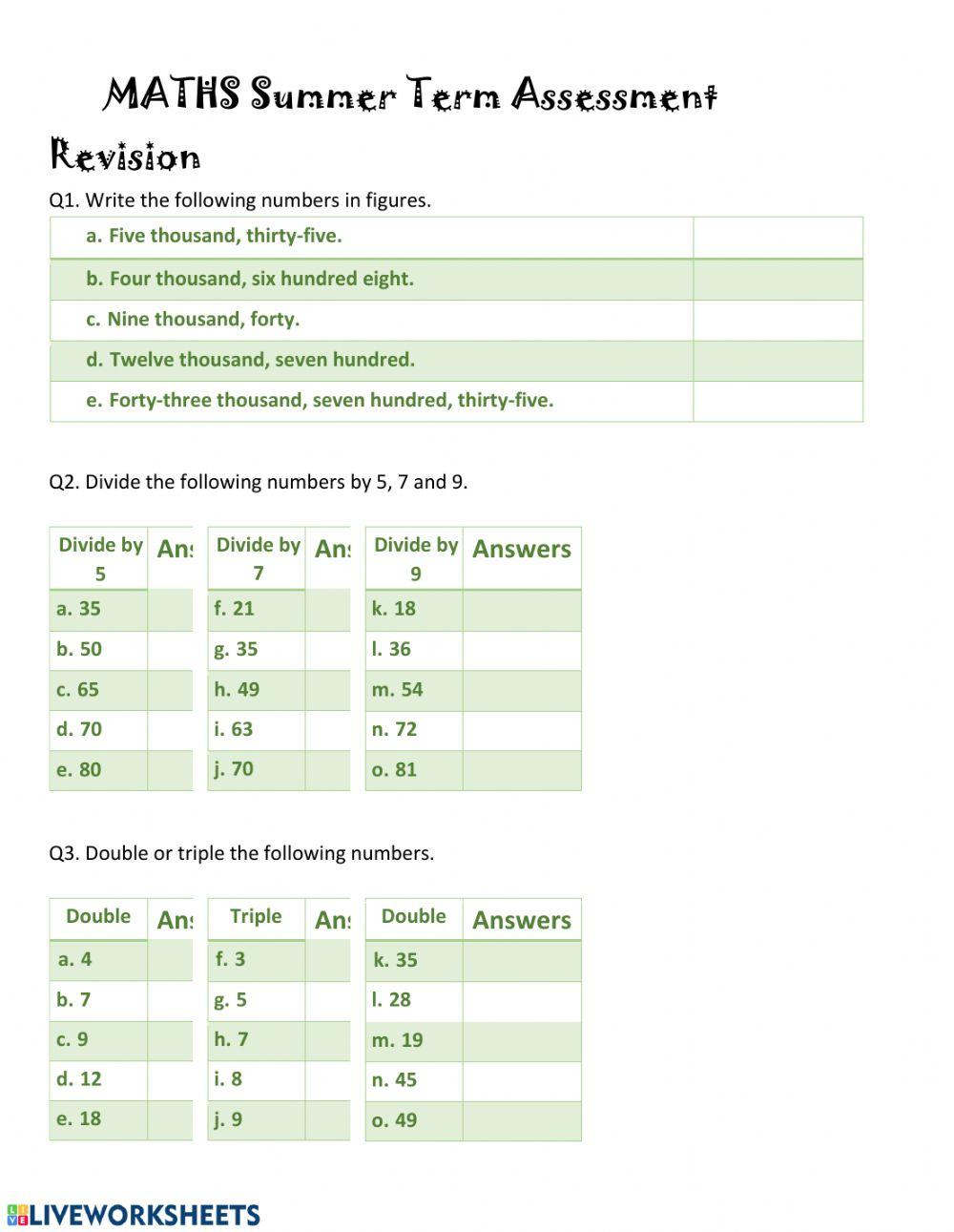Maths Revision Part 1