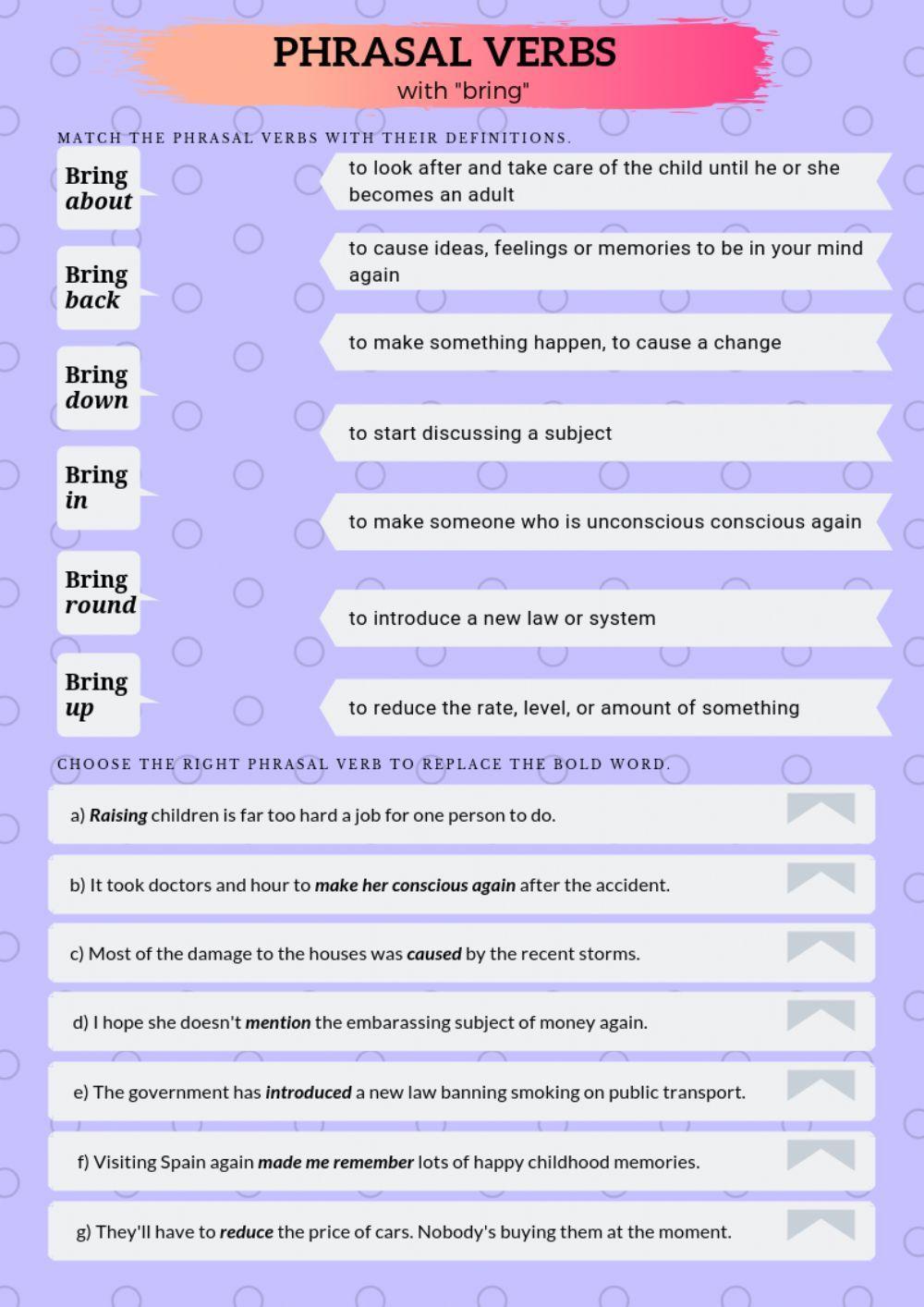 Phrasal verbs go through. Фразовые глаголы в английском языке упражнения. Фразовый глагол Break упражнения. Фразовые глаголы в английском упражнения. Фразовый глагол bring Worksheets