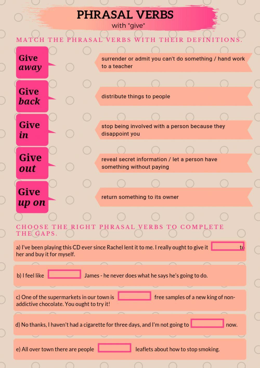Phrasal Verbs with -GIVE-