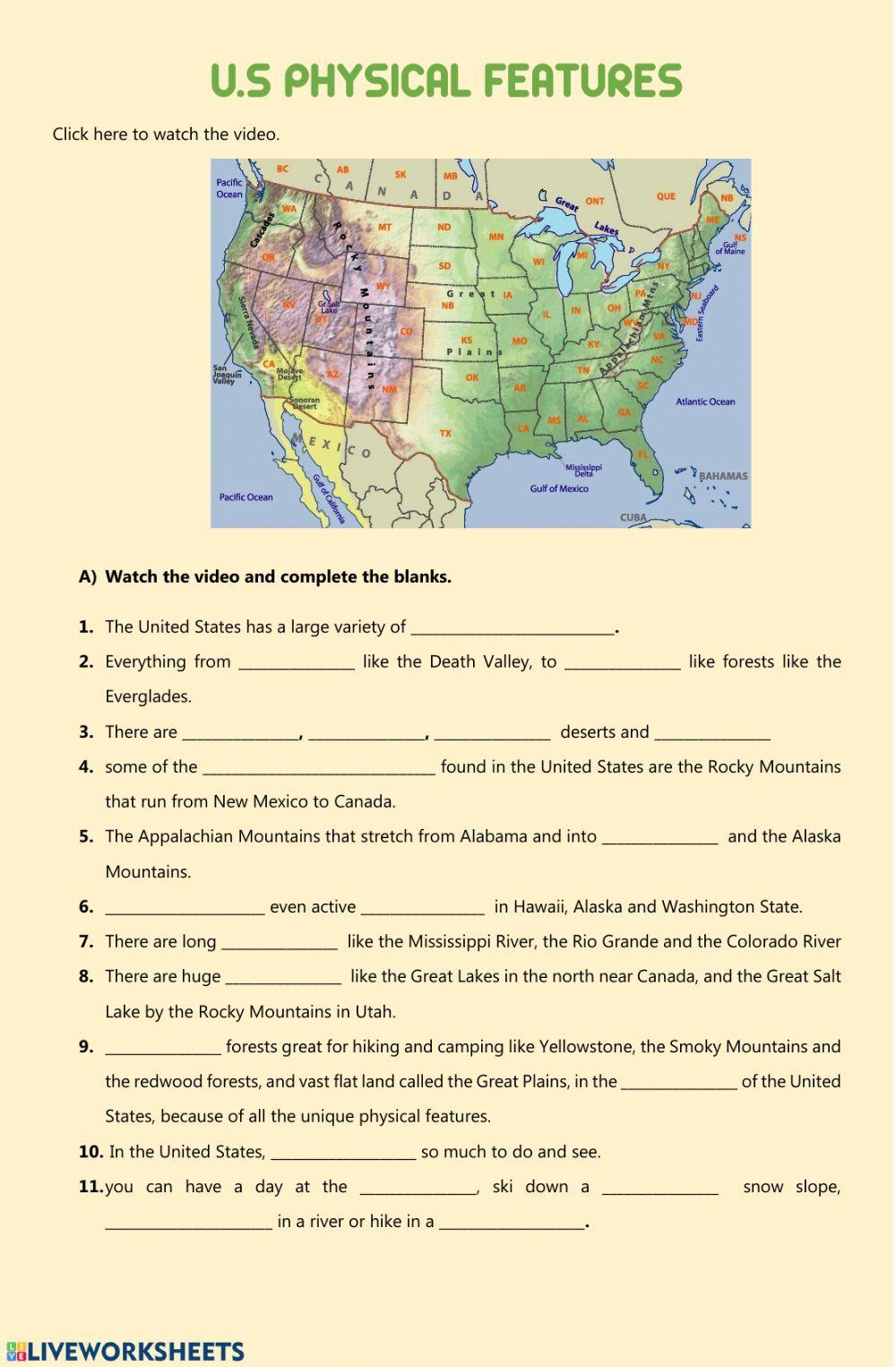 USA physical features - geographical features