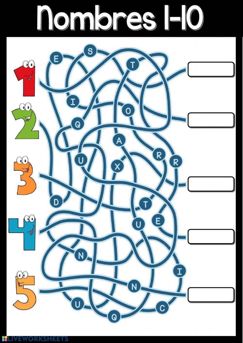Les nombres 1-10 (Écrire)