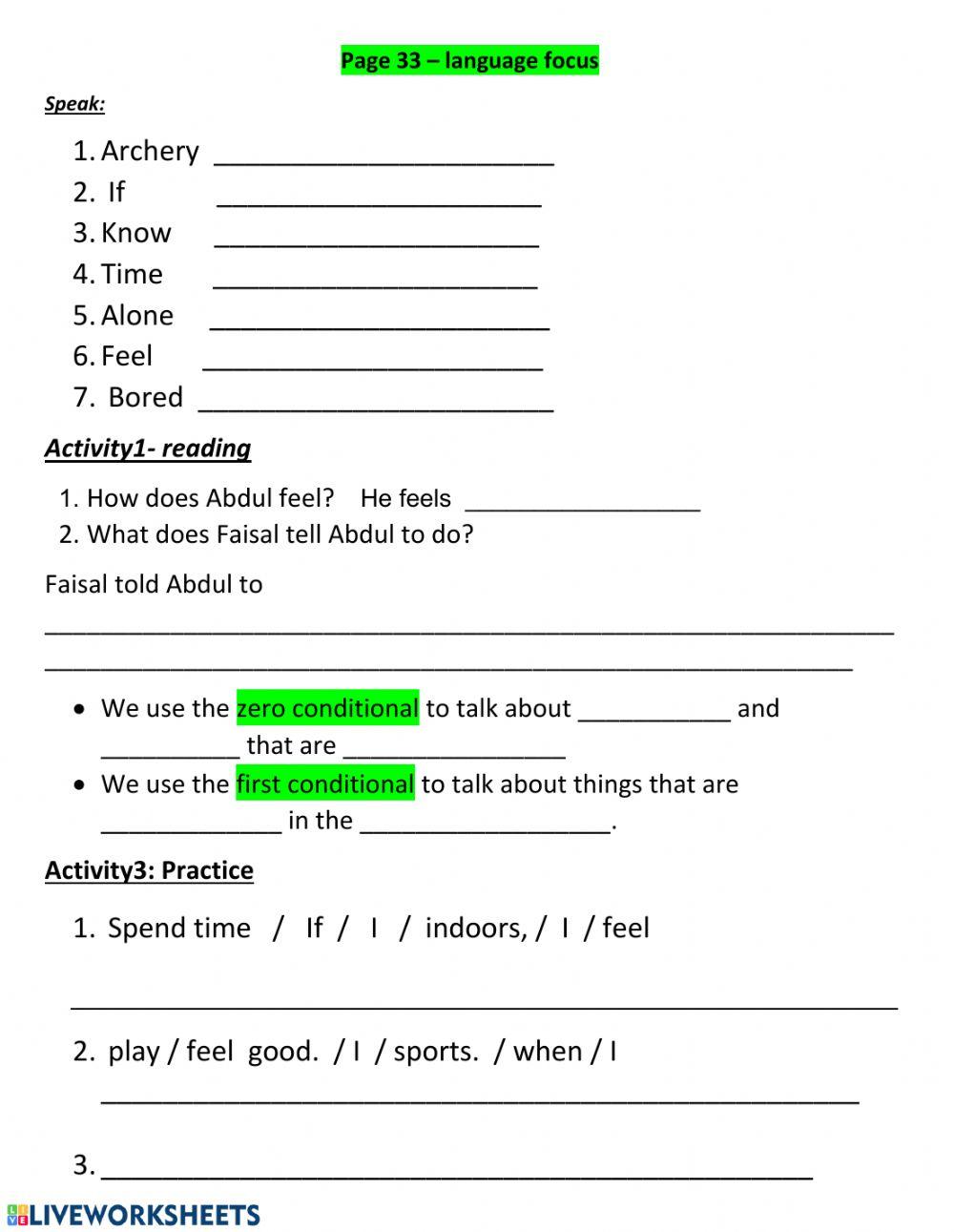 Reading and vocabulary