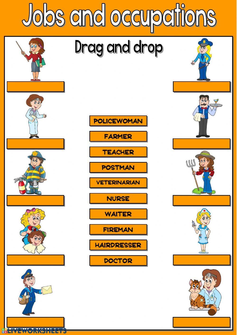 Jobs and occupations - drag and drop Jobs and occupations - drag and drop