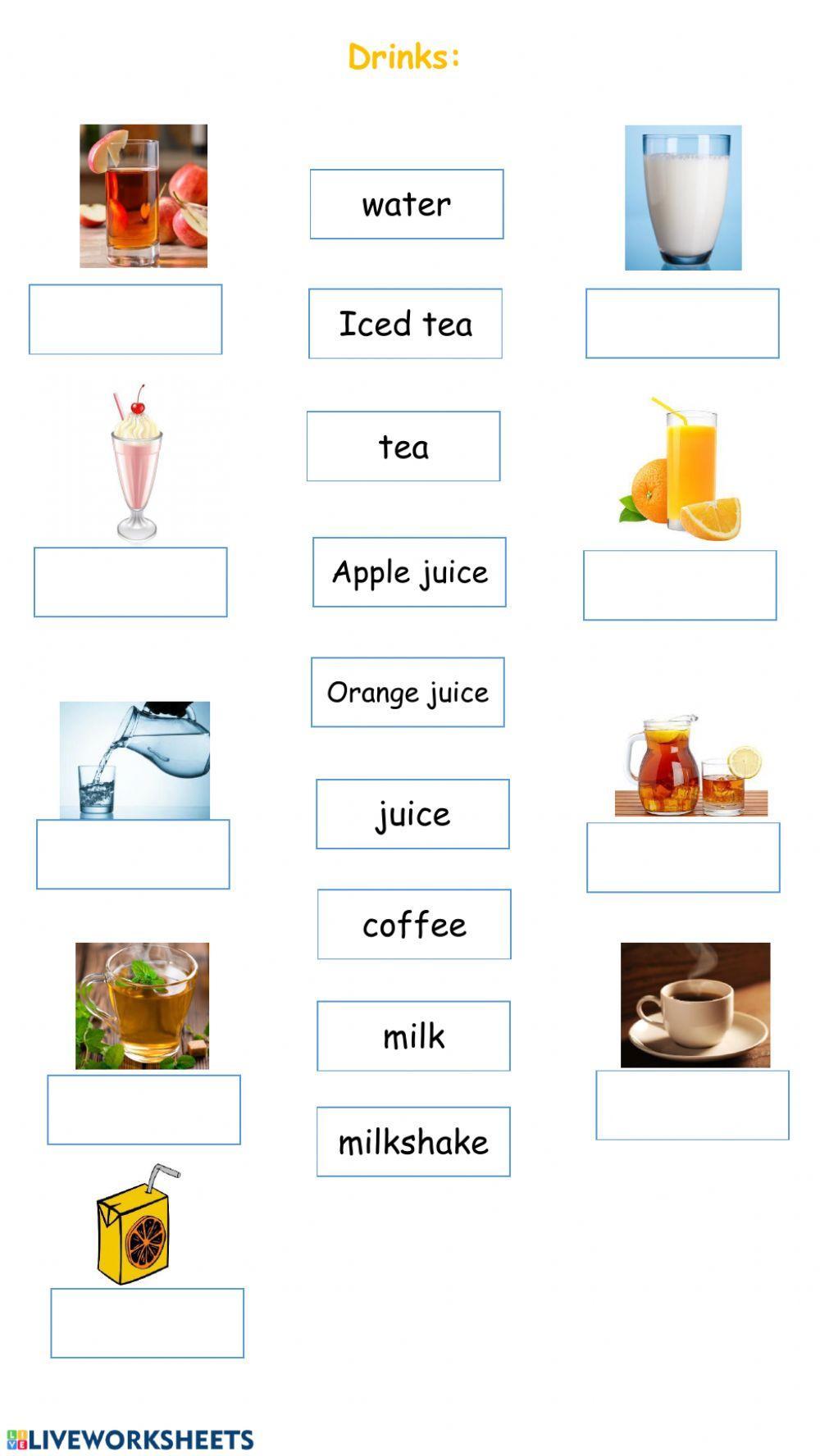 Food and drinks- drag and drop