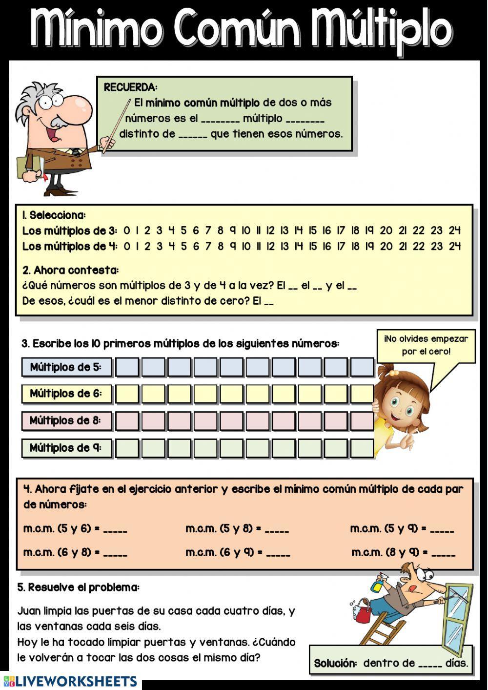 Mínimo Común Múltiplo Mínimo Común Múltiplo