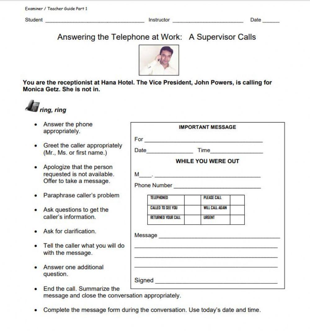 -52 Communicating at Work Oral Assessment Message Form