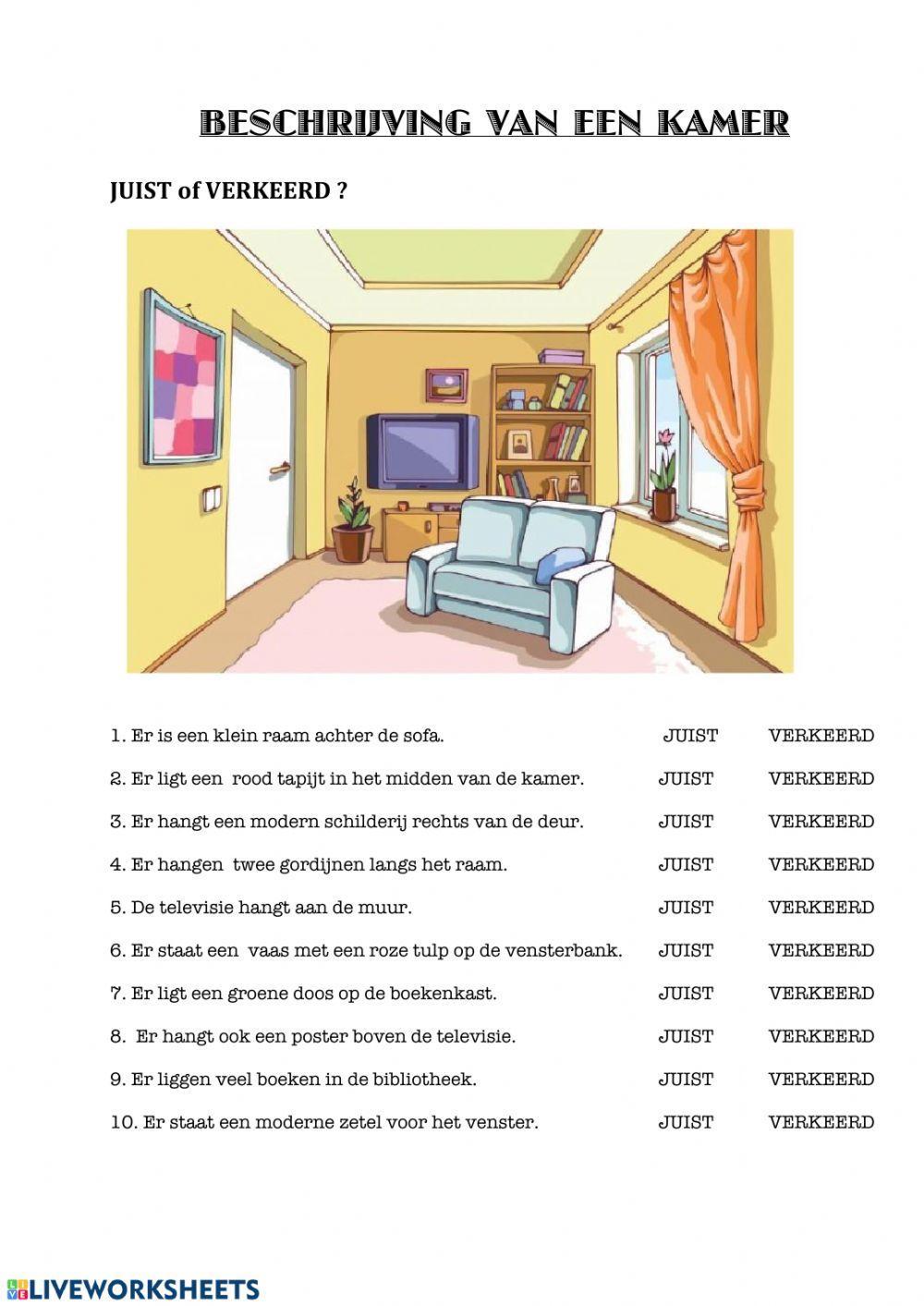 Beschrijving van een kamer Beschrijving van een kamer