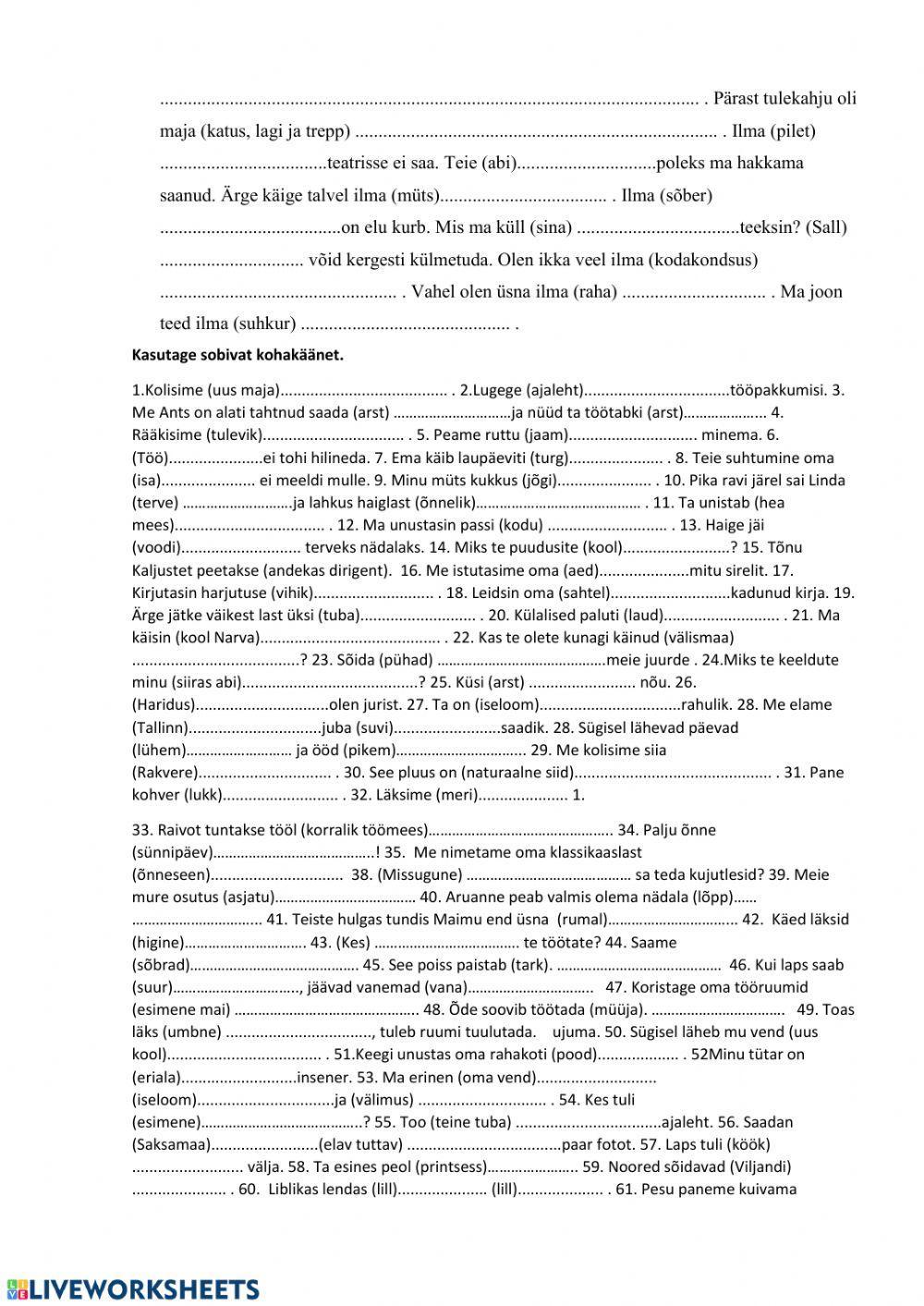 Siirak 7.kl kõik käänded