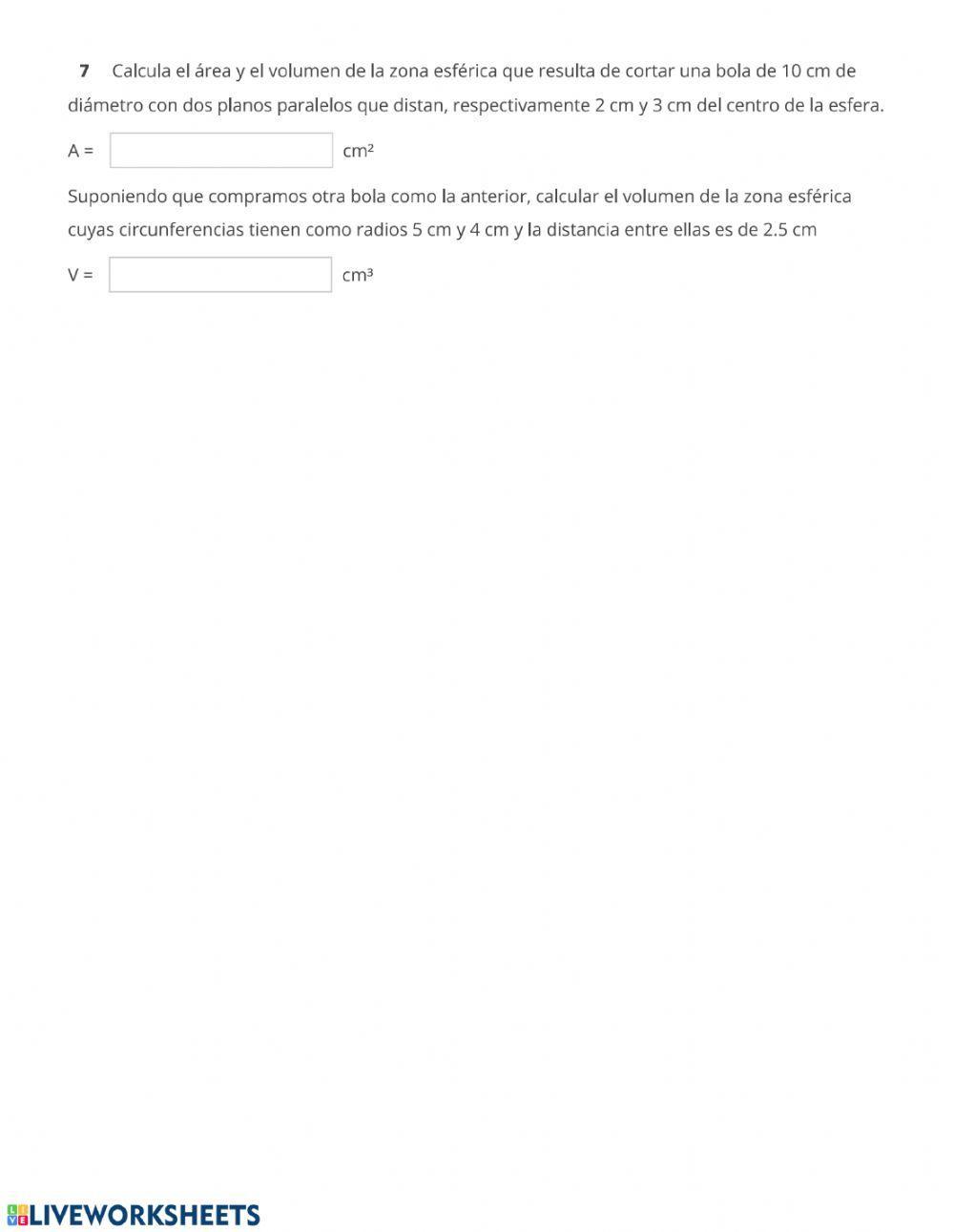 Área y volumen de una esfera