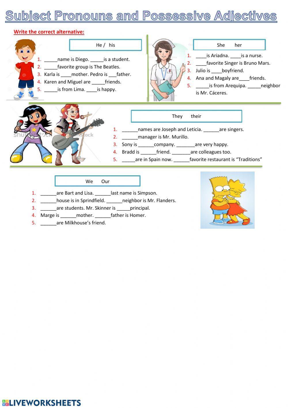 Possessive Adjectives and Subject Pronouns