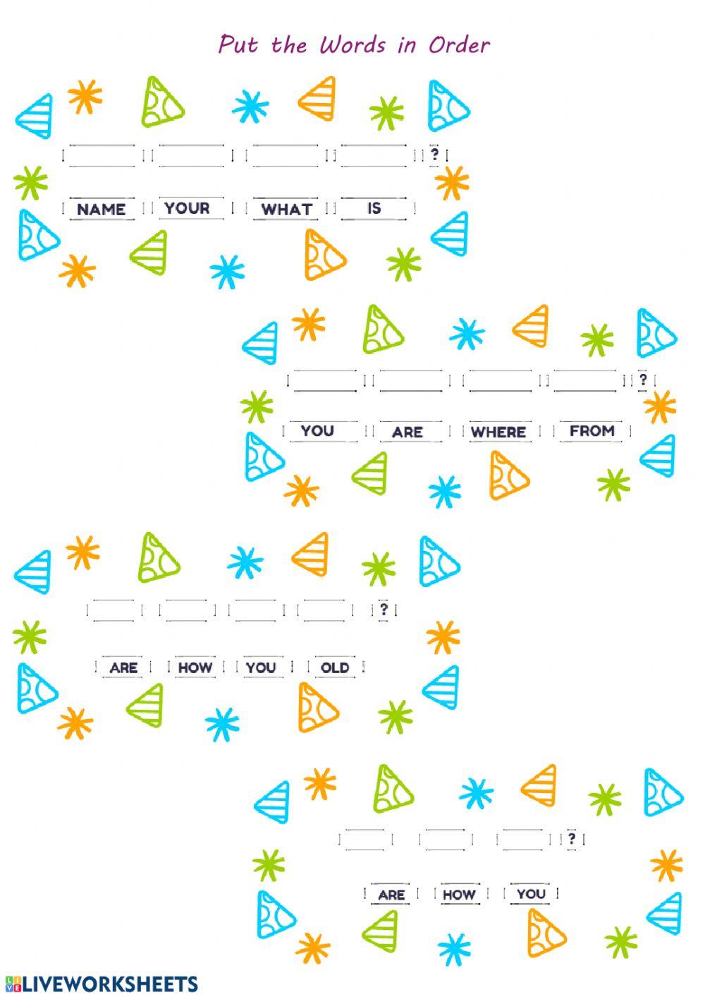 Put the words in order 2