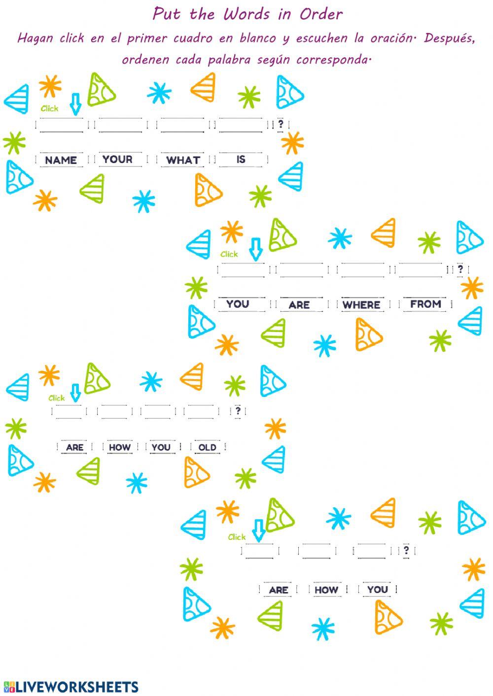 Put the words in order