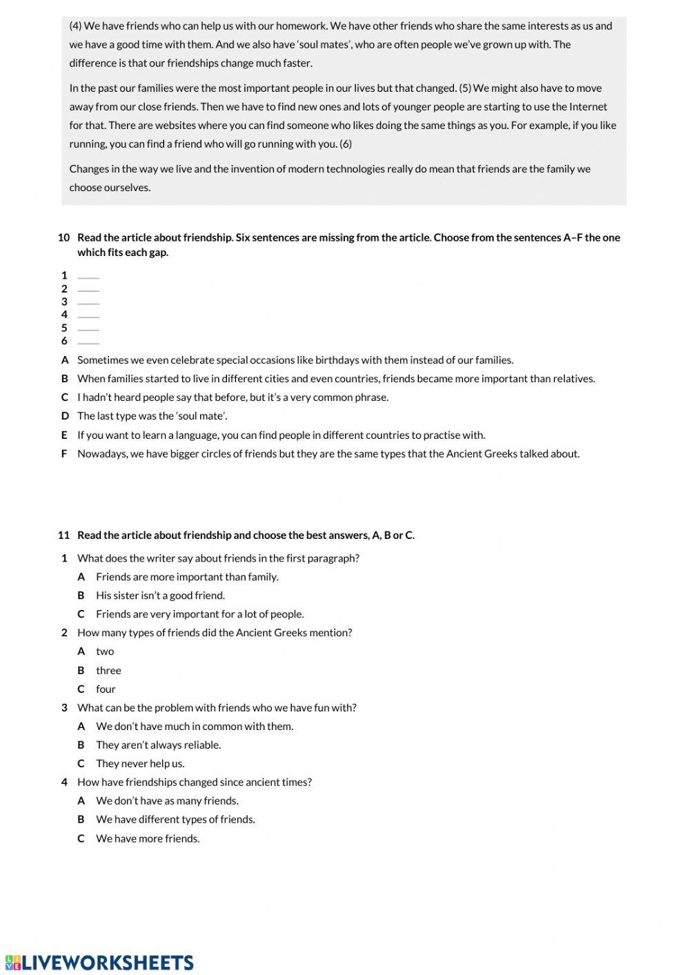 Friends and friendship