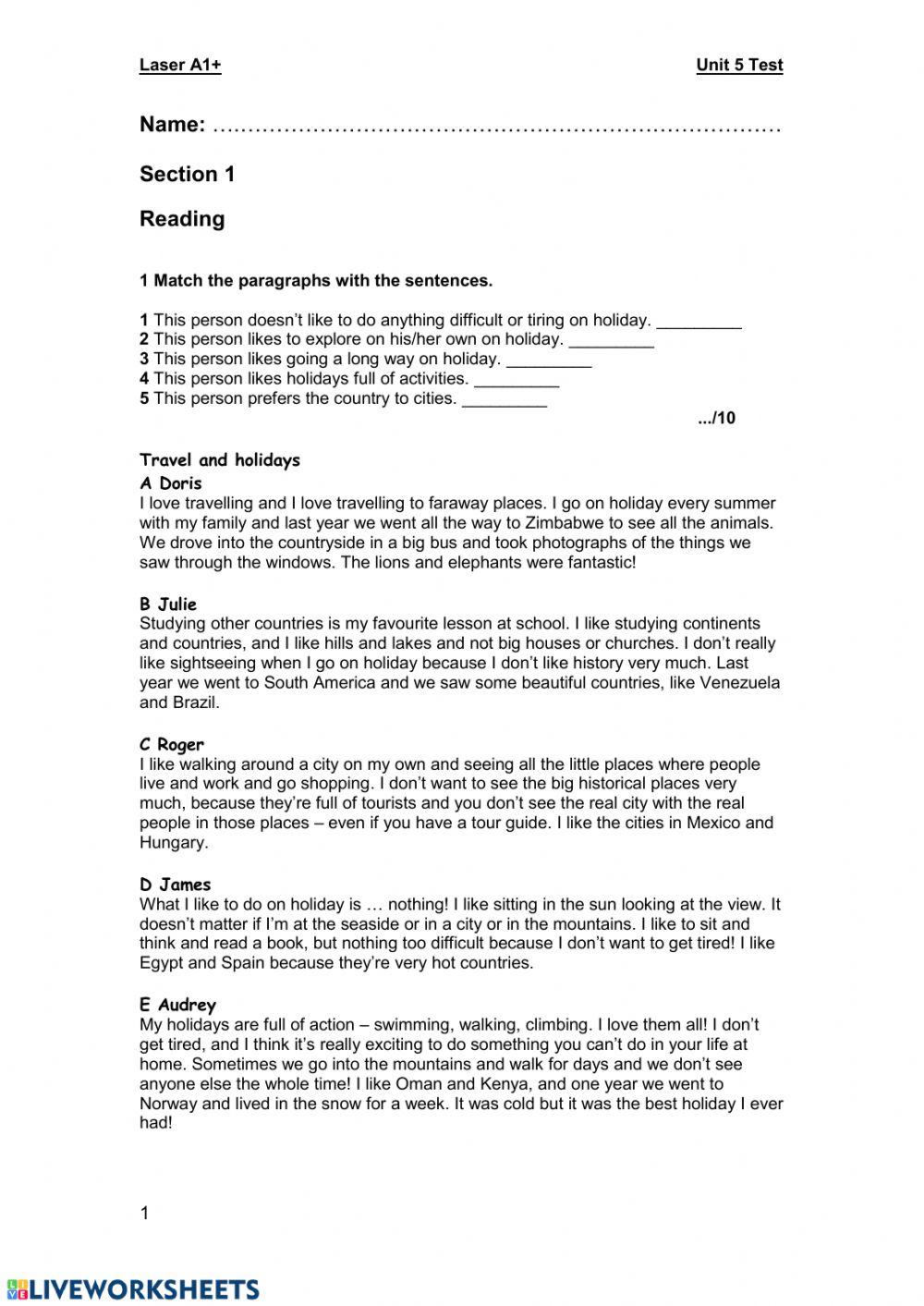 Travelling and hobbies