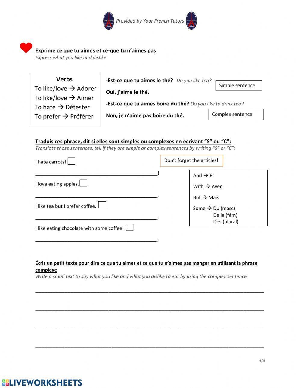 Lesson: The Food - La Nourriture