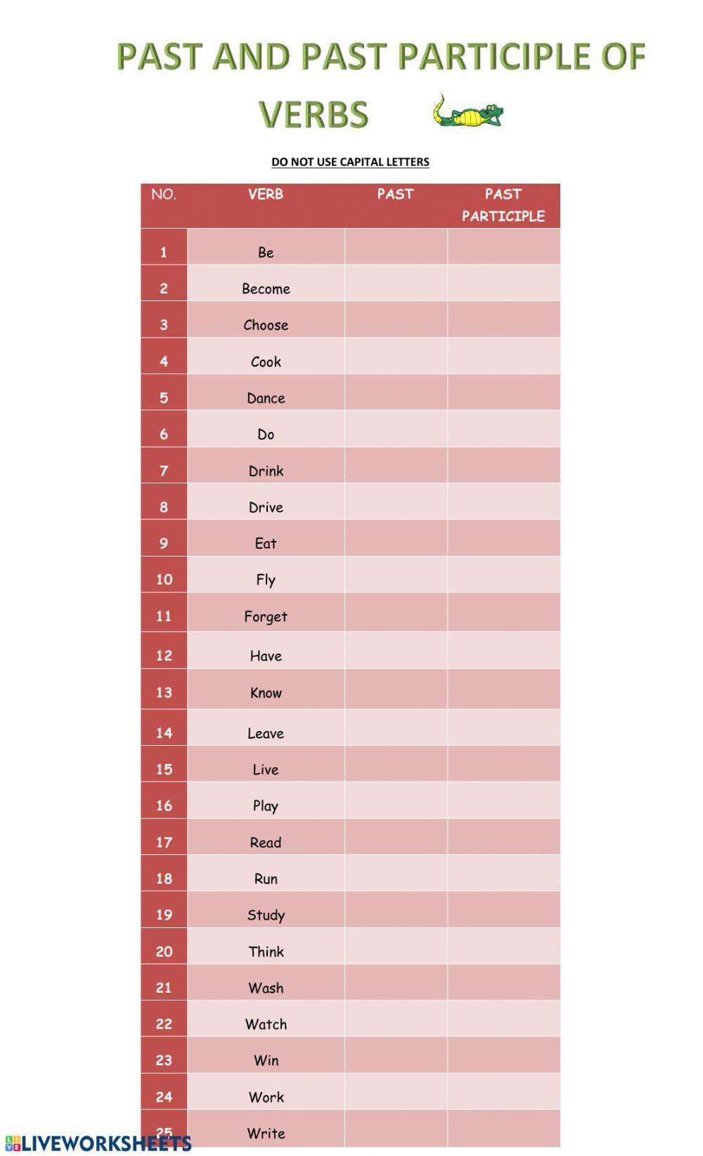 Verbs past and past participle