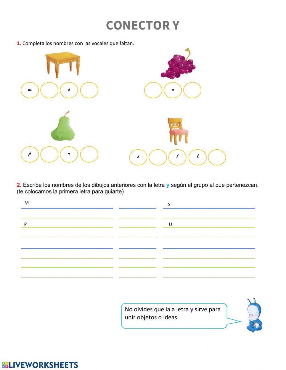 La y para unir palabras