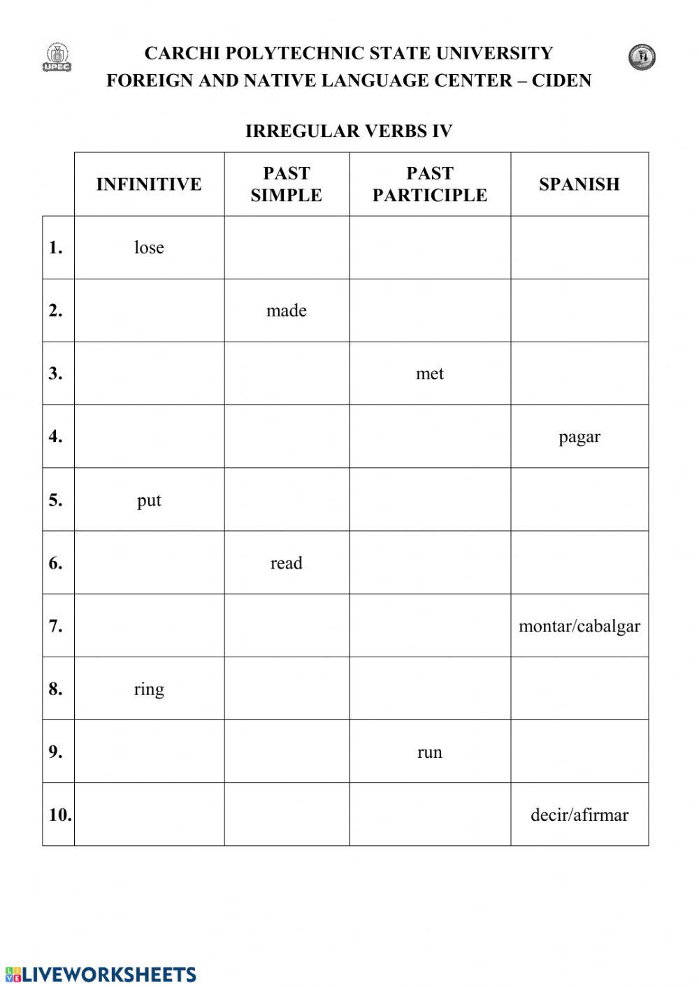 Irregular Verbs