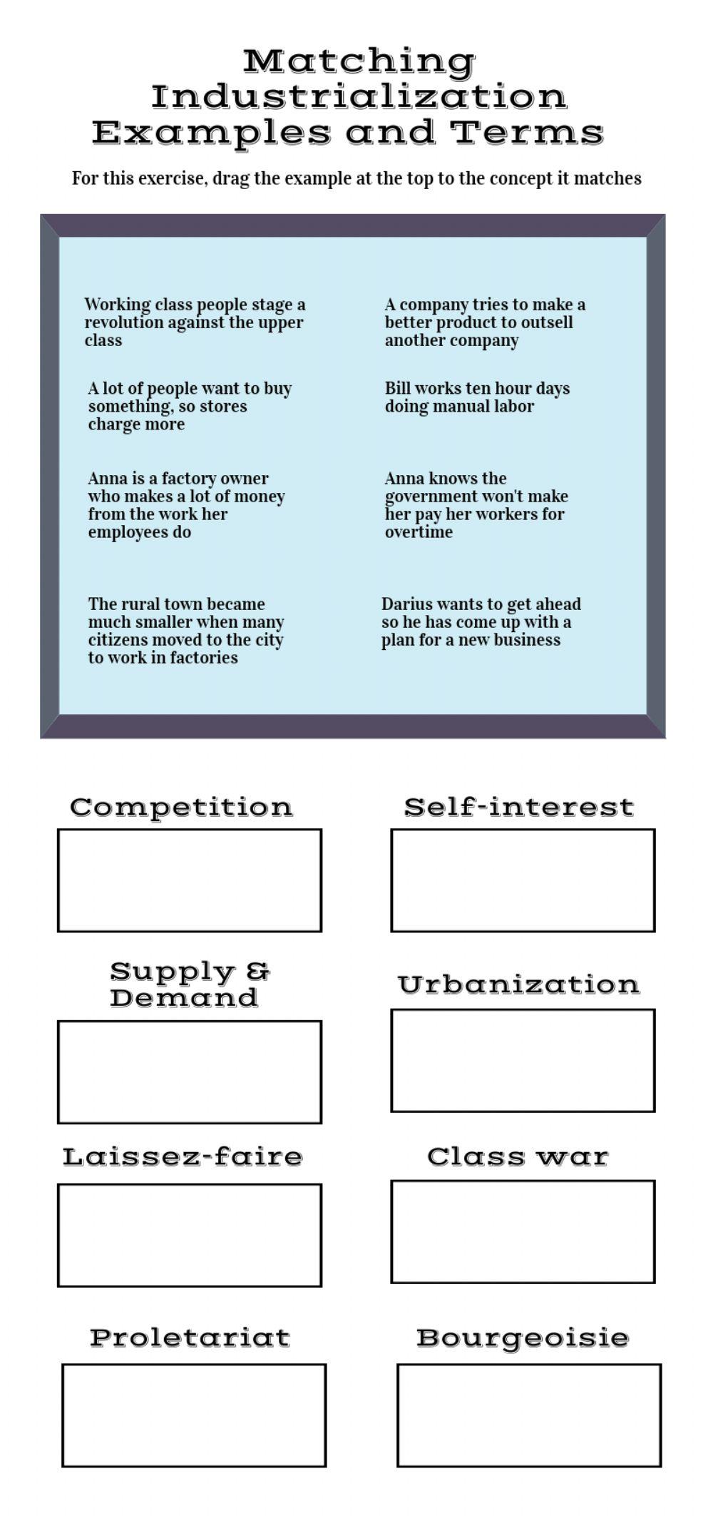 Industrialization Examples and Terms worksheet Live Worksheets