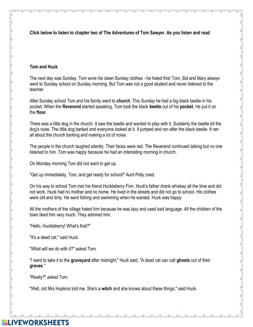 The Adventures of Tom Sawyer Chapter 2 The Adventures of Tom Sawyer Chapter 2
