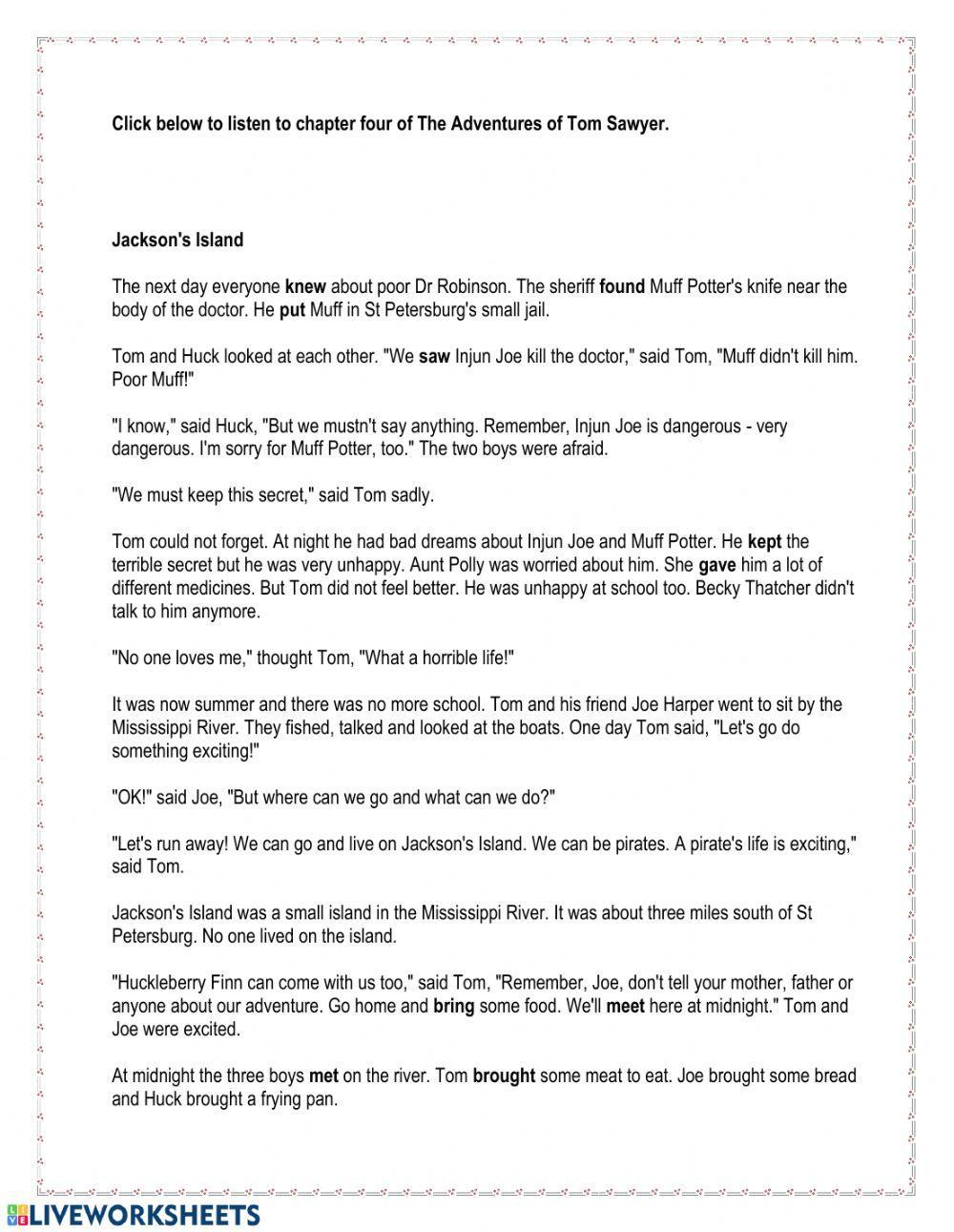 The Adventures of Tom Sawyer Chapter 4 The Adventures of Tom Sawyer Chapter 4