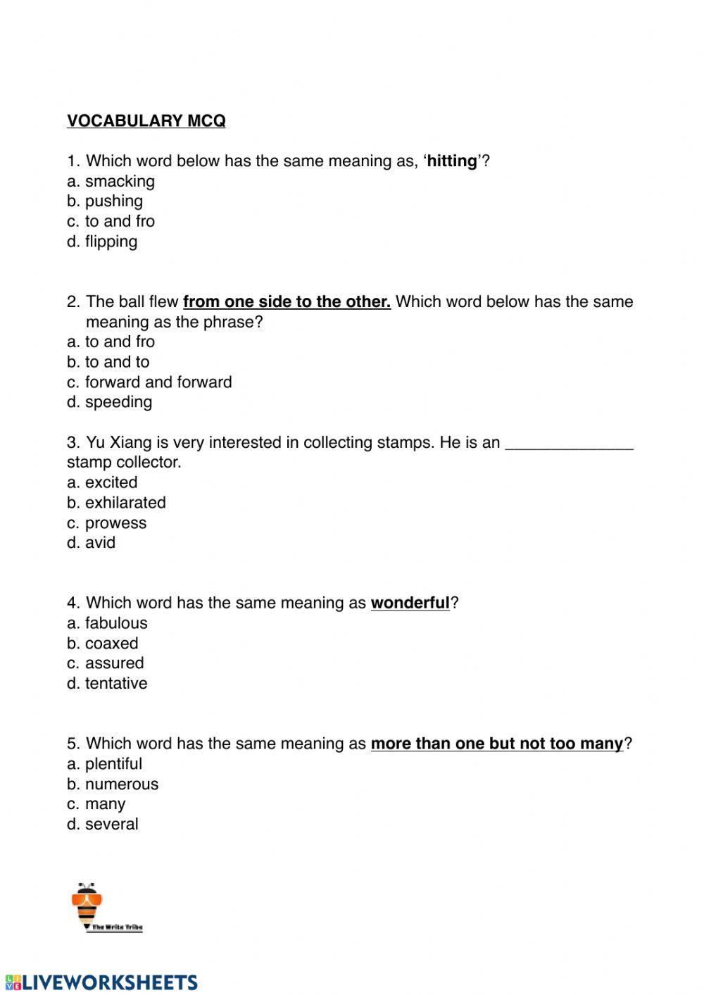 Week 6 Englis Free Interactive Worksheets 53281
