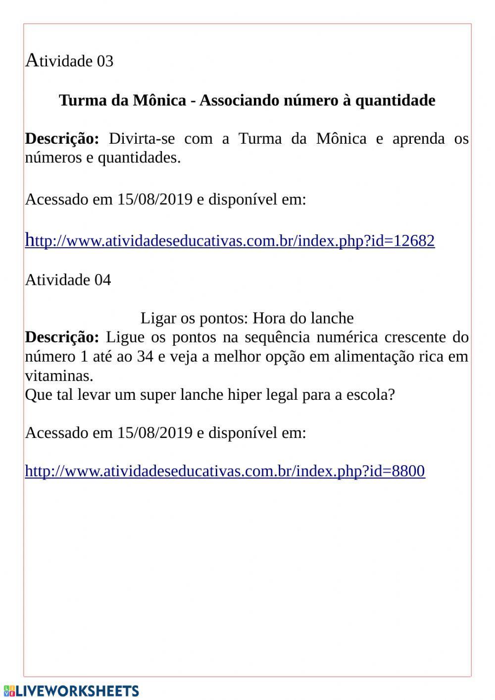 Atividades de Português e Matemática NívelV