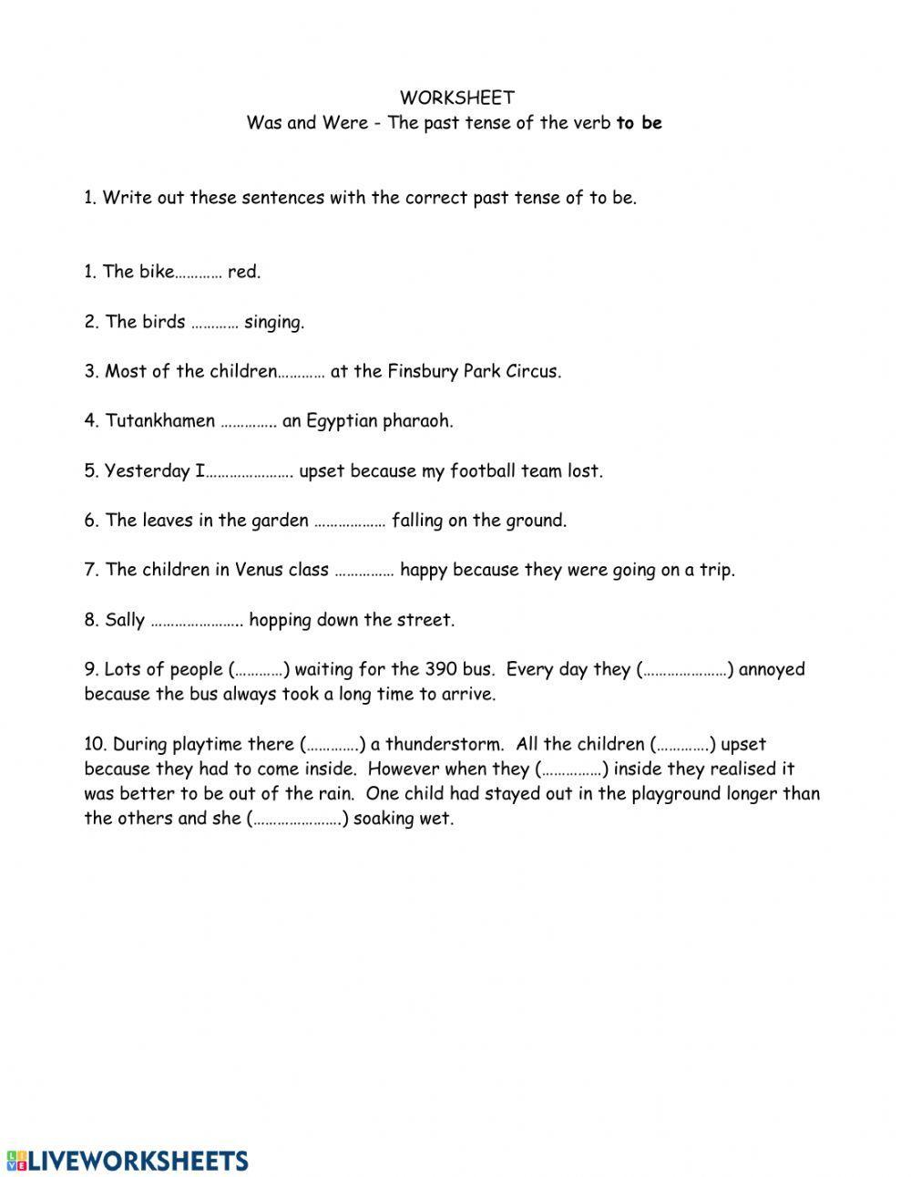 Past simple of verb to be